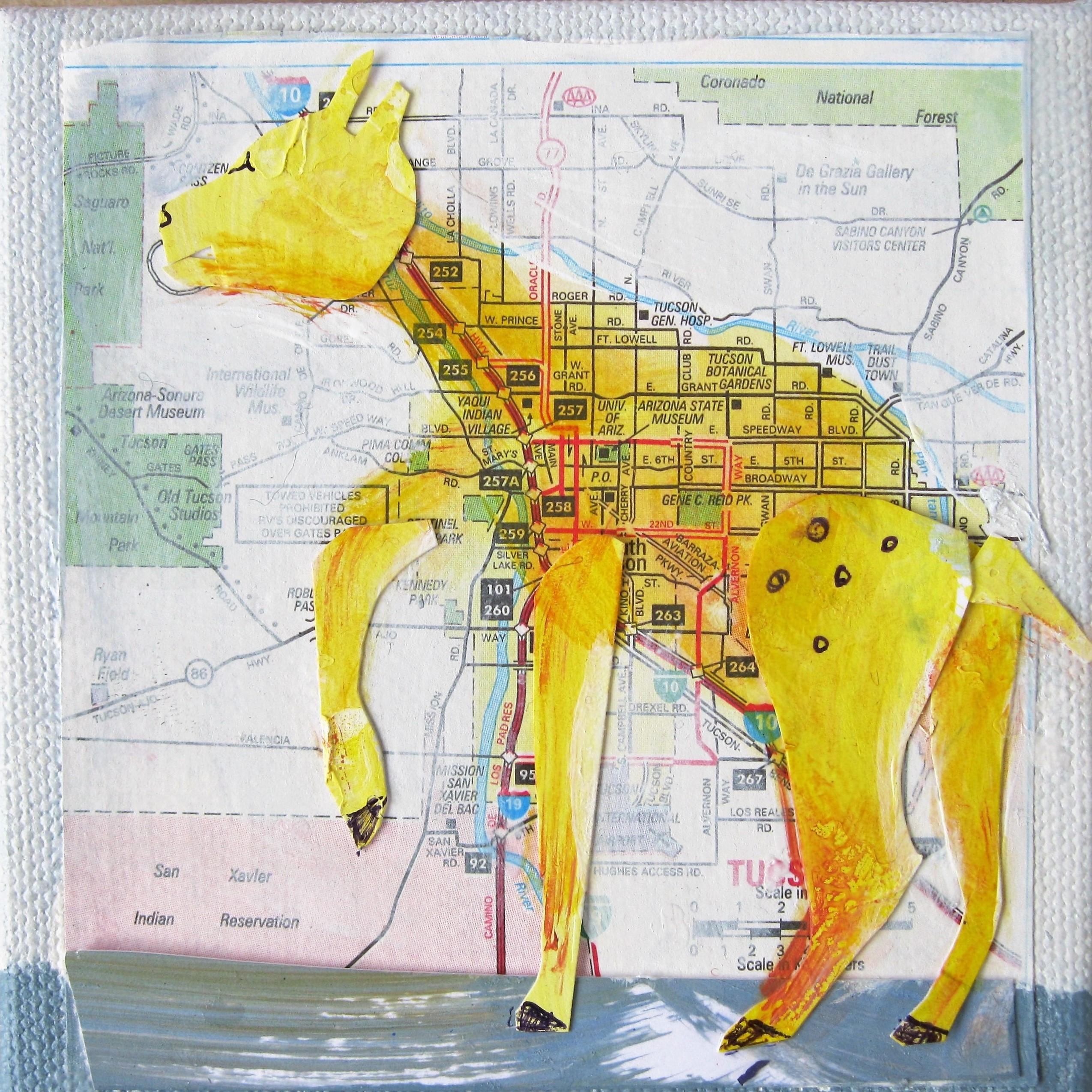 Yellow Deer - Mixed Media Art by Libby Ramage