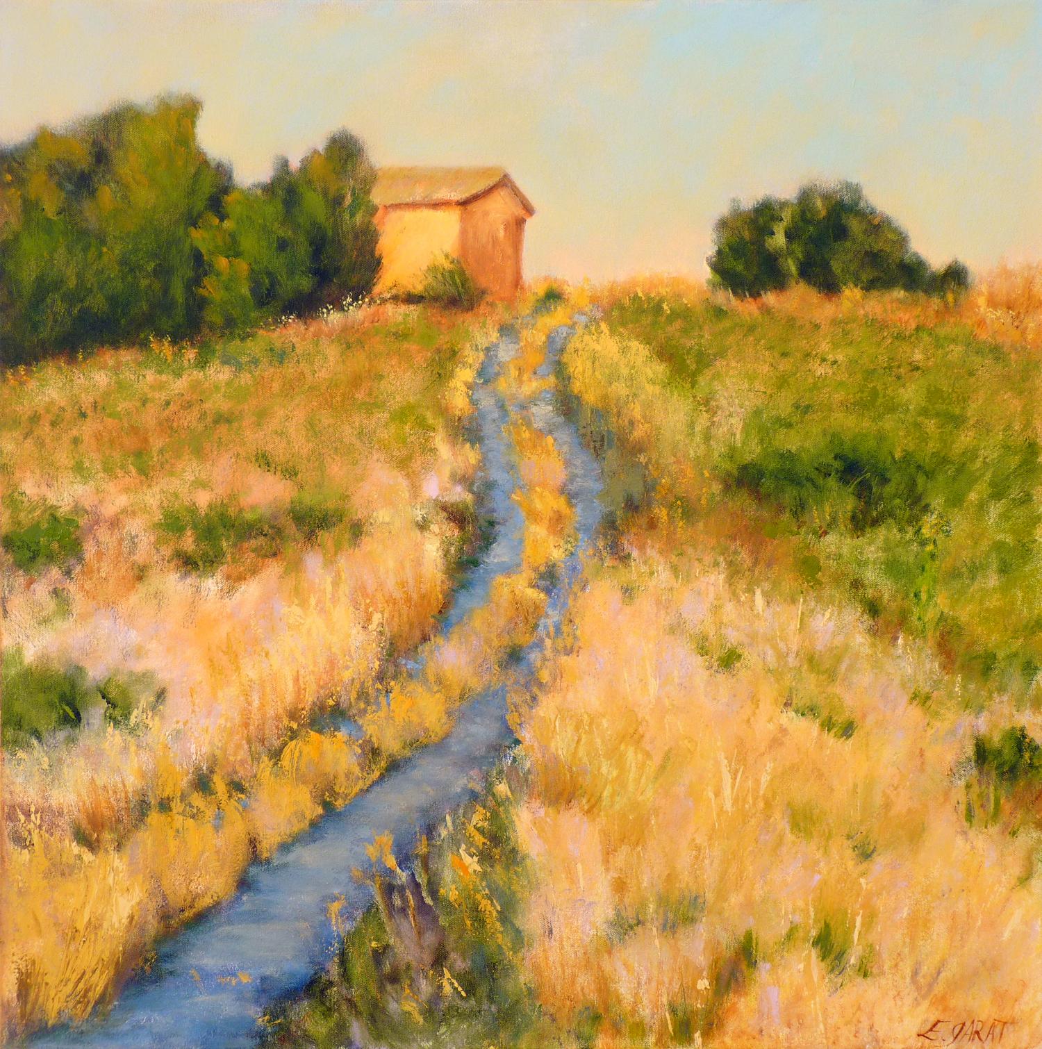 Elizabeth Garat Landscape Painting - Blue Road at Dusk