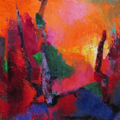 In the Pines, Abstract Oil Painting