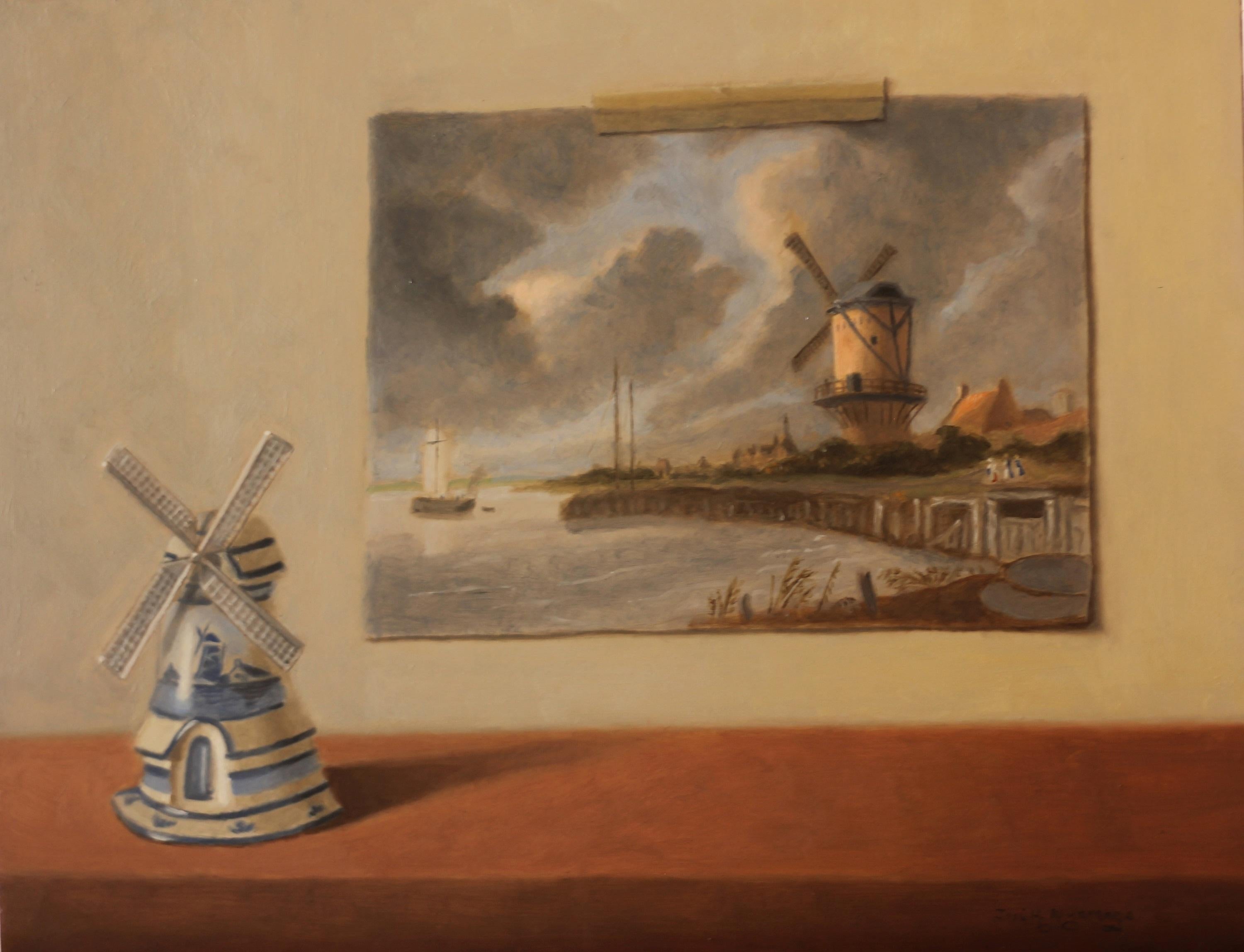 Jose H. Alvarenga Still-Life Painting – Windmühlen, Ölgemälde