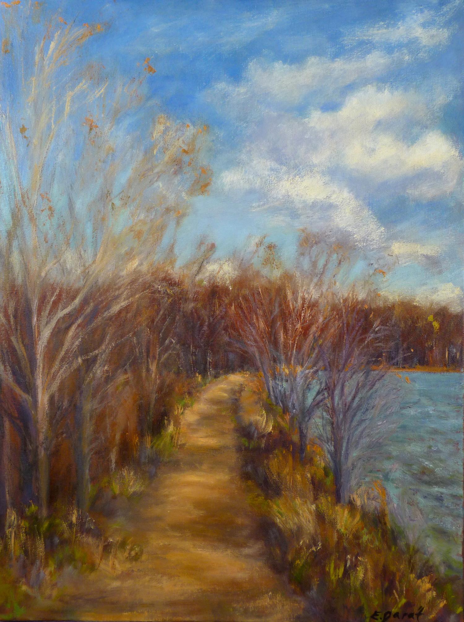 Path Beside the Lake, Oil Painting - Art by Elizabeth Garat