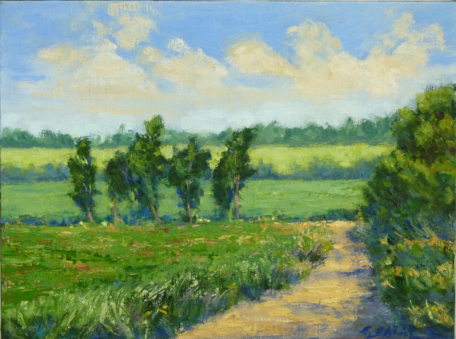 Elizabeth Garat Landscape Painting – Summer Park Sketch No. 2