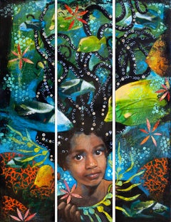 Antonia Under the Sea (Triptych), Original Painting