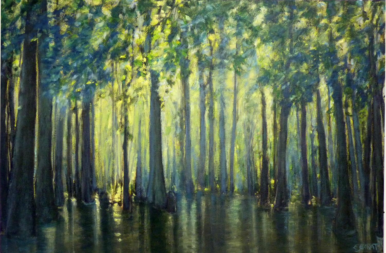 Elizabeth Garat Landscape Painting - River of Ghosts, Oil Painting