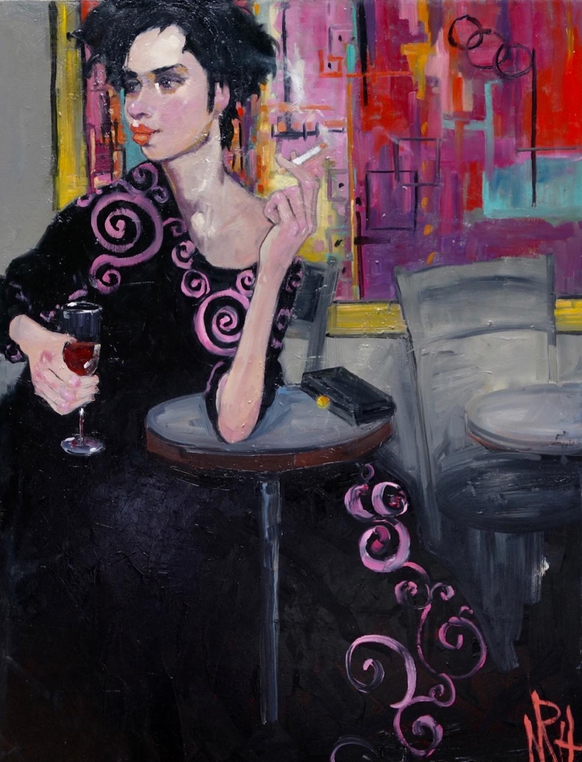 Nancy Rhodes Harper Portrait Painting - Cool Jazz Night