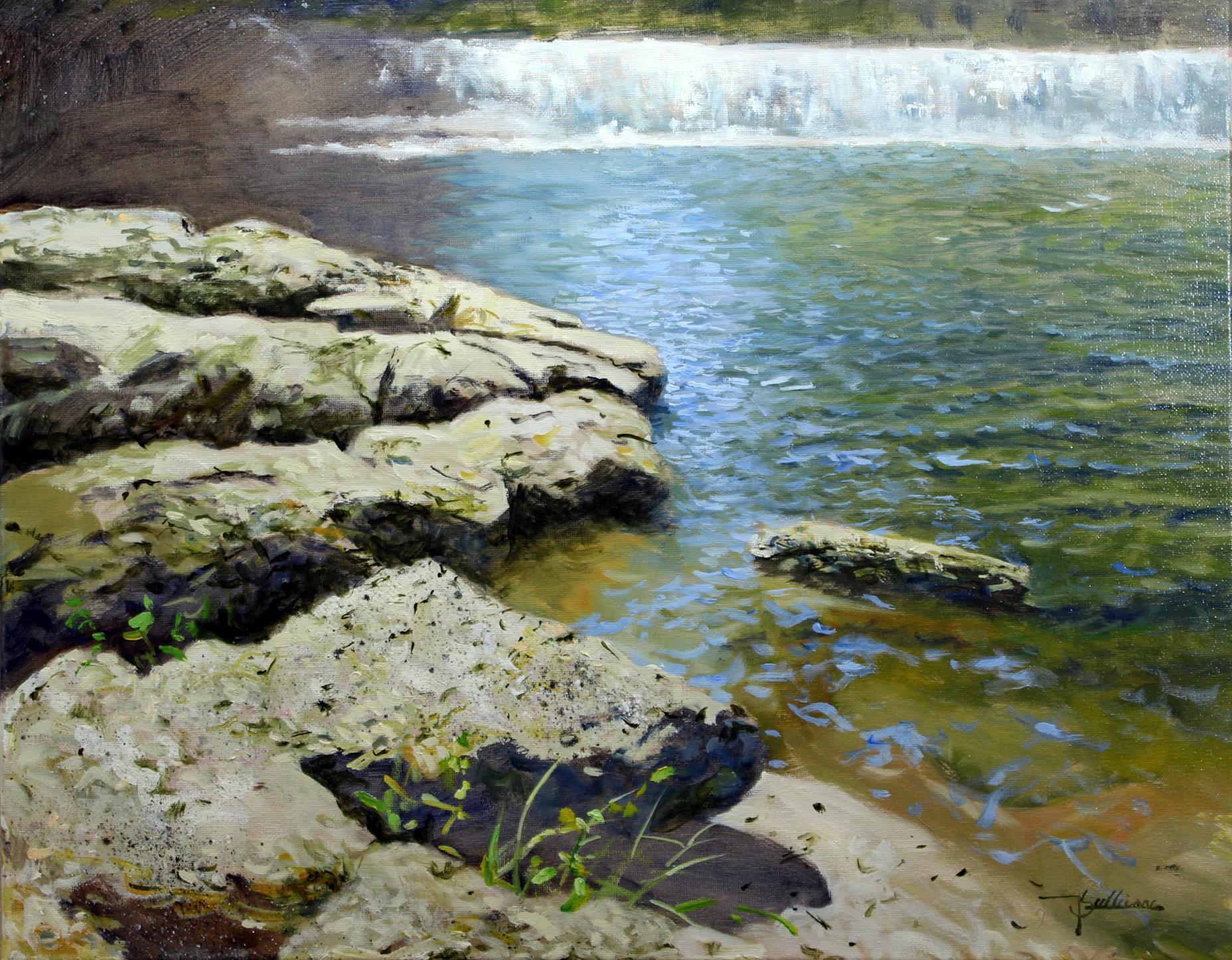 Kent Sullivan Landscape Painting – Hooker Falls