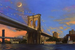 Moonrise over Brooklyn Bridge