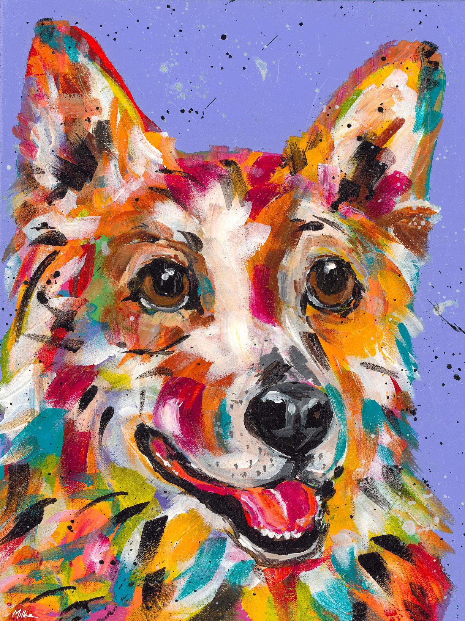 Tracy Miller Animal Painting - Corgi Smile