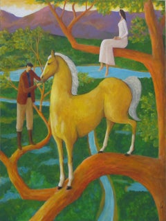 Peinture surréaliste de cheval Palomino