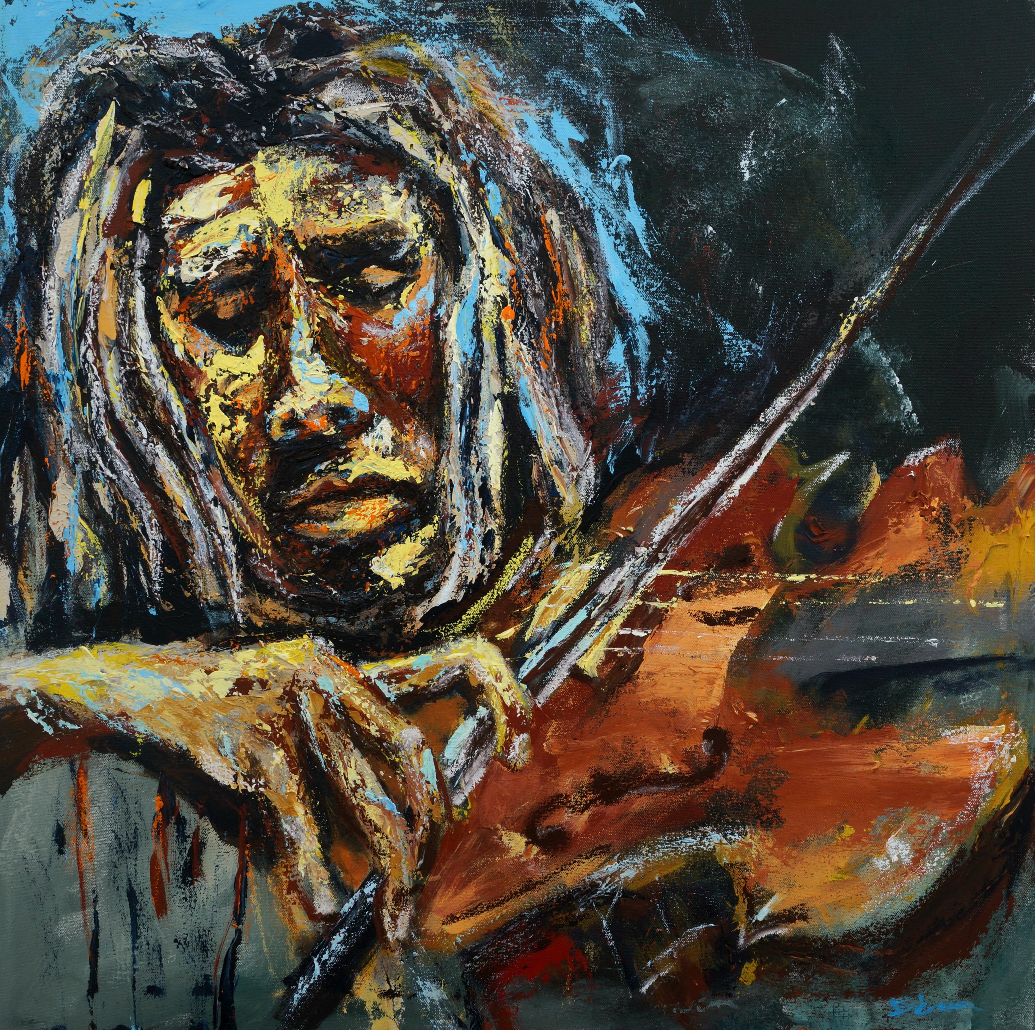 Wynston Edun Figurative Painting - Locks and Fiddle