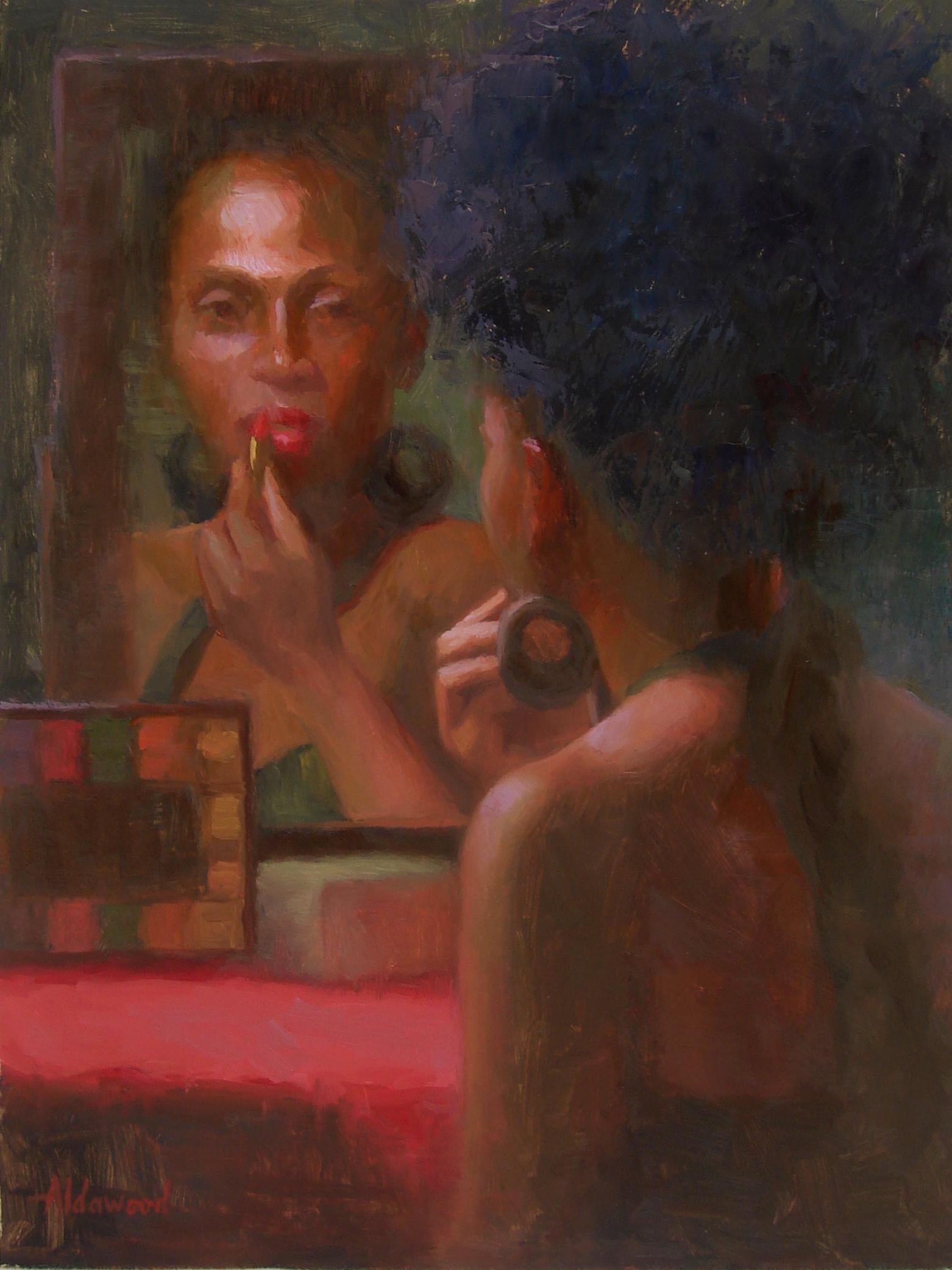 Sherri Aldawood Figurative Painting - The Face in the Mirror