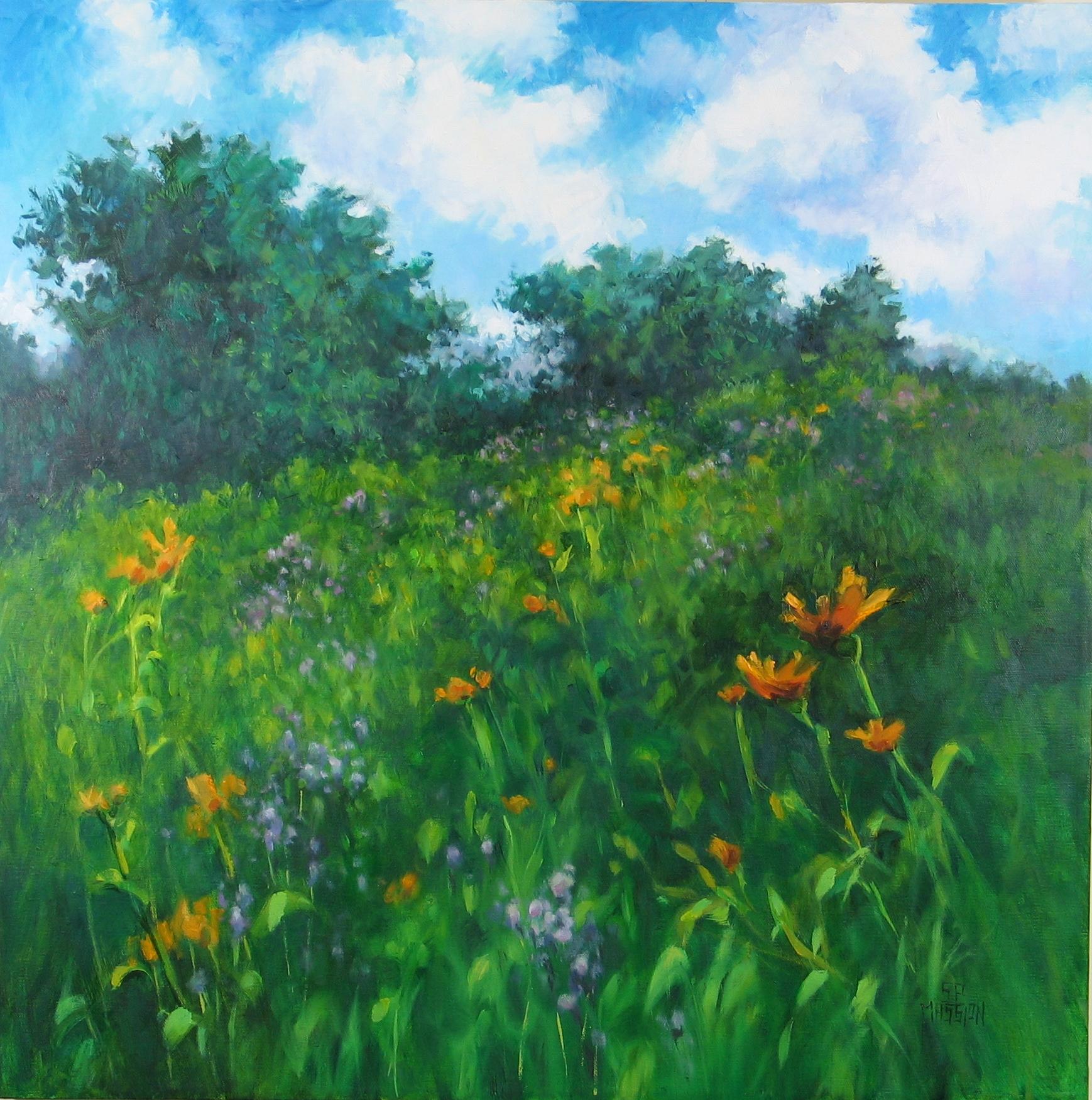Suzanne Massion Landscape Painting - Upland Meadow in Bloom