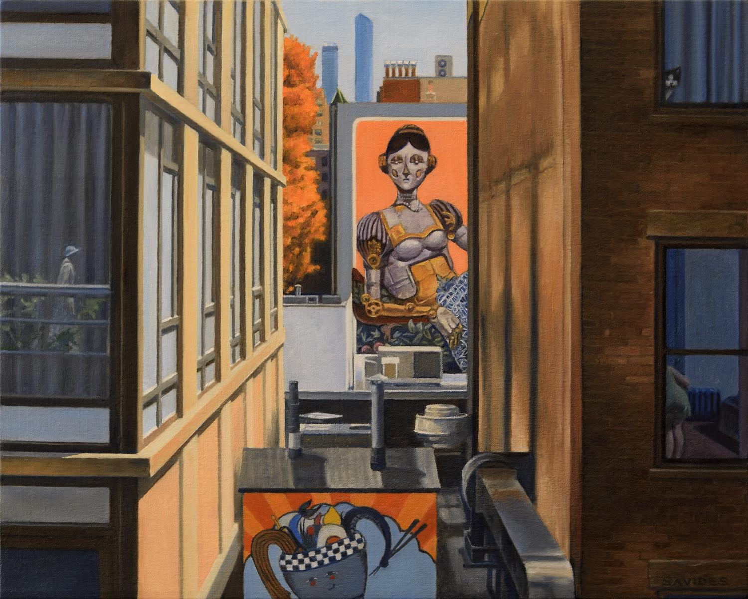 Nick Savides Interior Painting - High Line View with Robot Lady