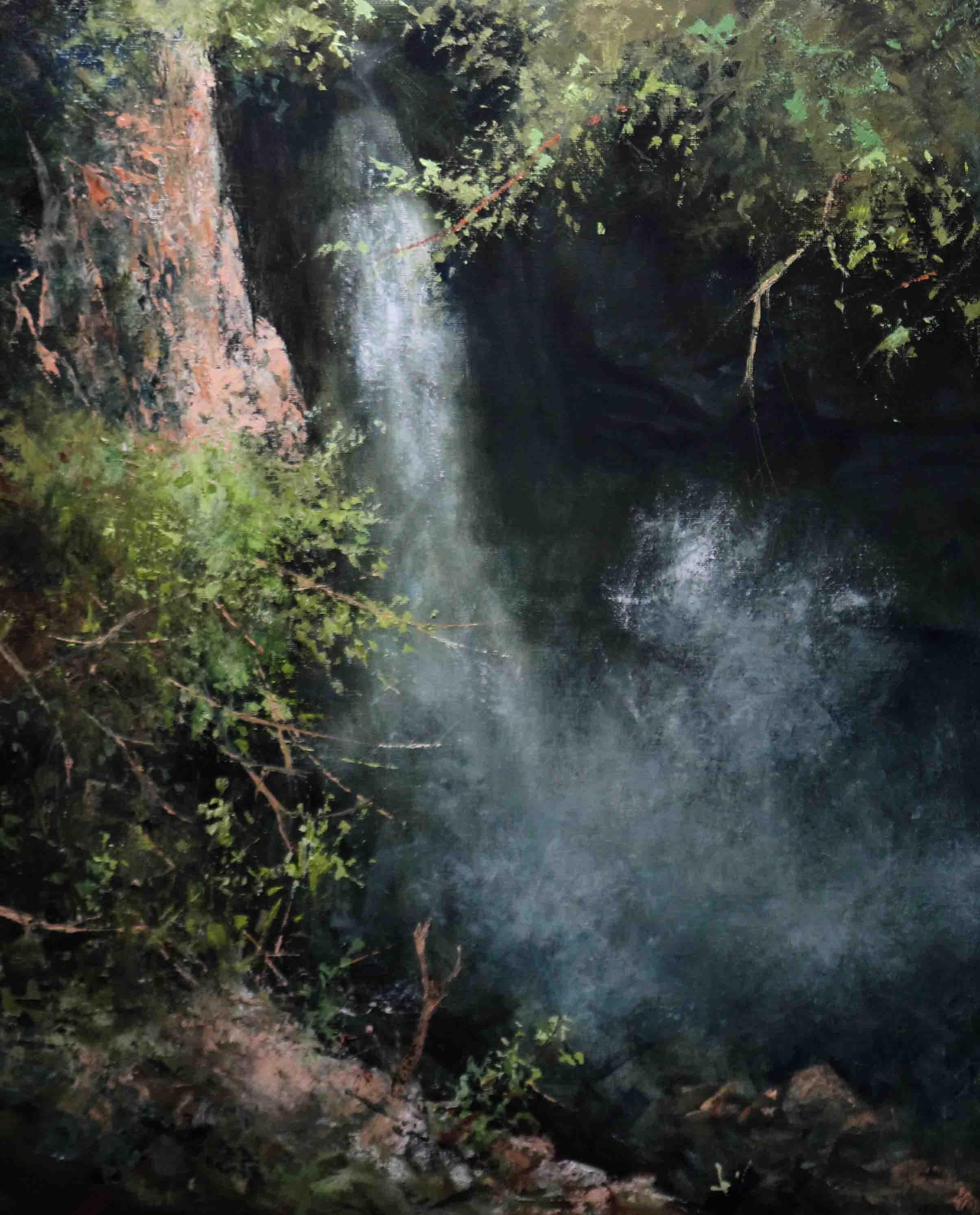 Kent Sullivan Landscape Painting – versteckte Wasserfälle