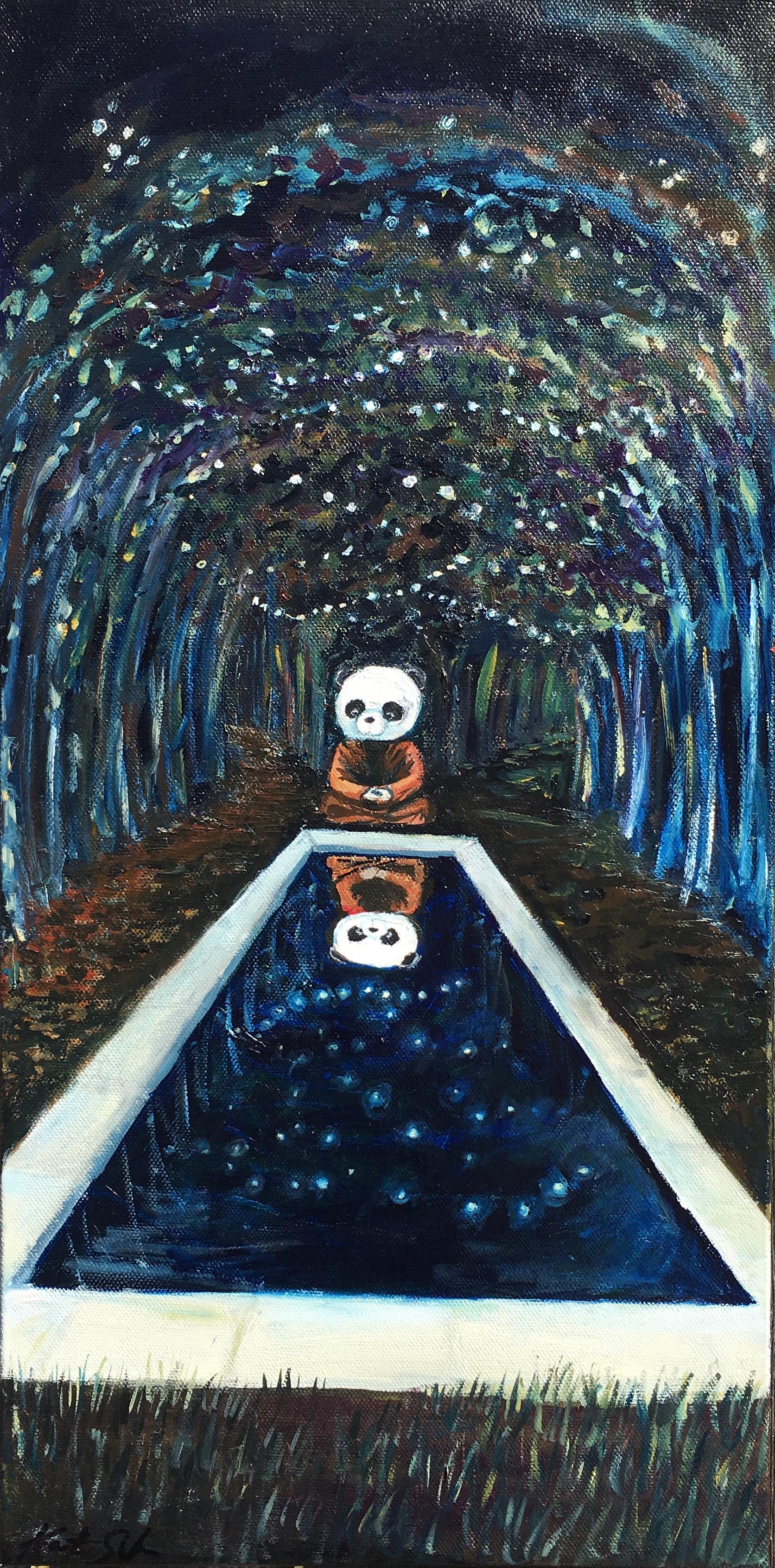 Kat Silver Animal Painting - Pondering Panda