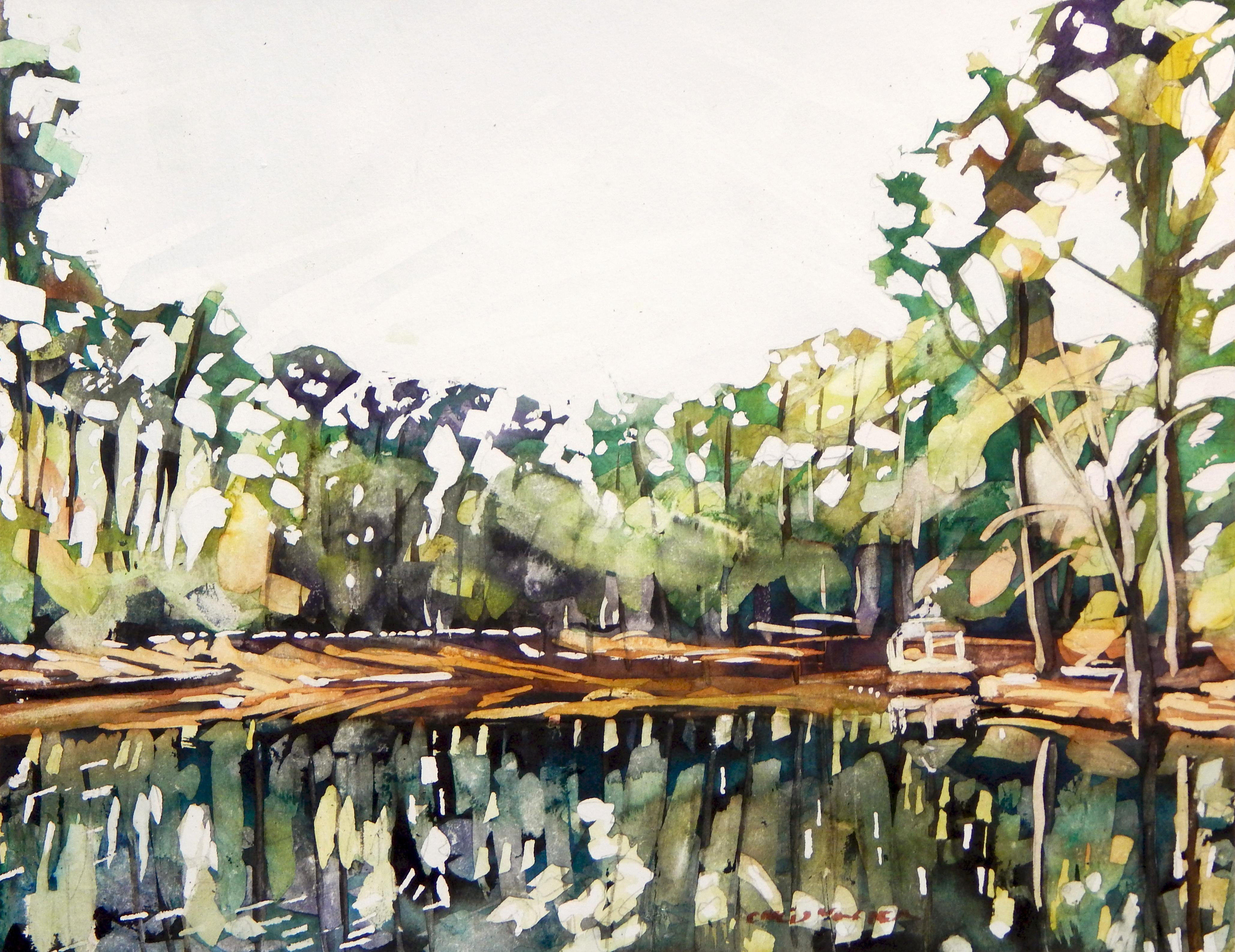 MacRae Park Pond, Original Painting - Art by Chris Wagner
