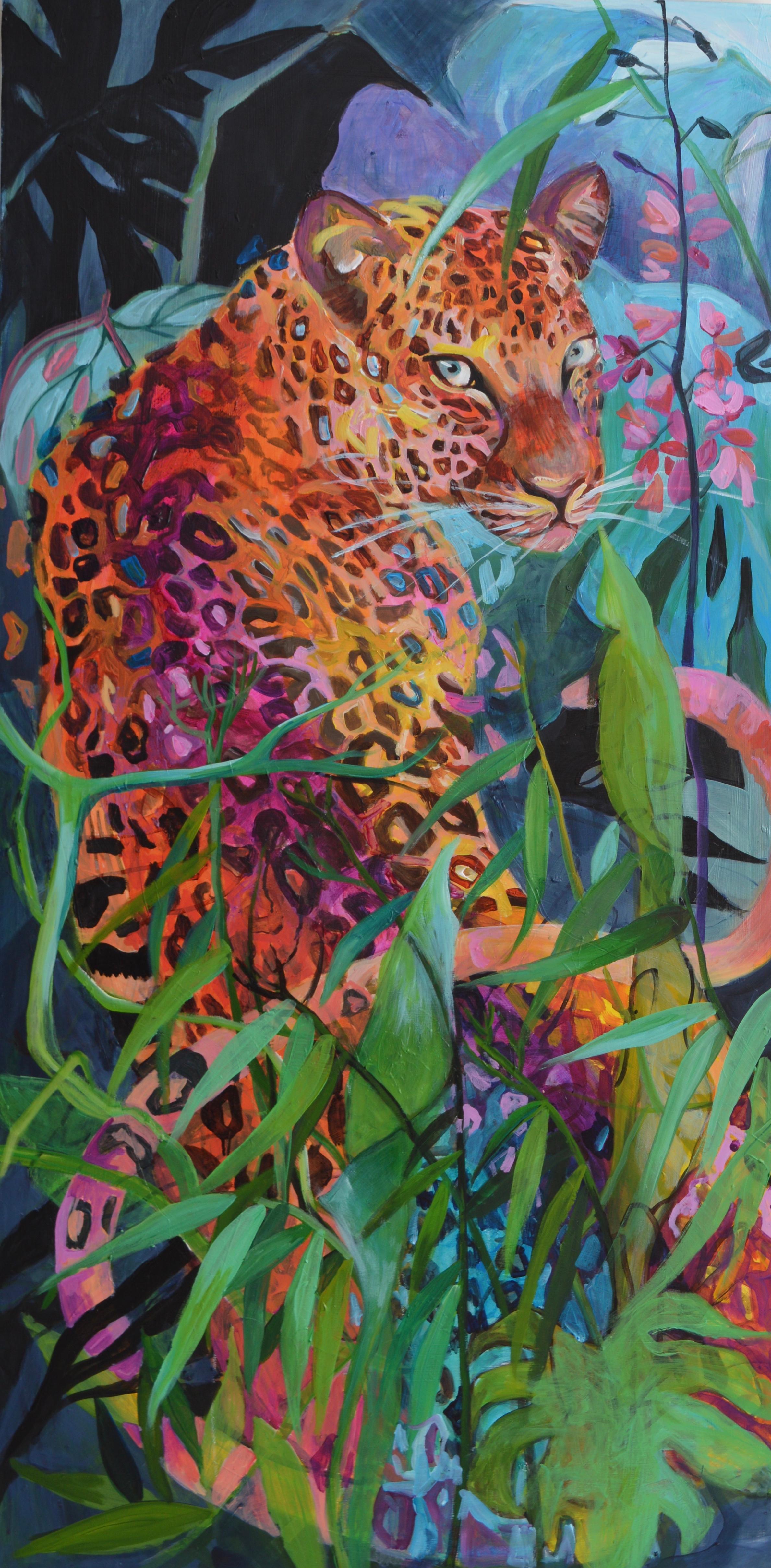 Julia  Hacker Animal Painting - On the Wild Side 2, Original Painting