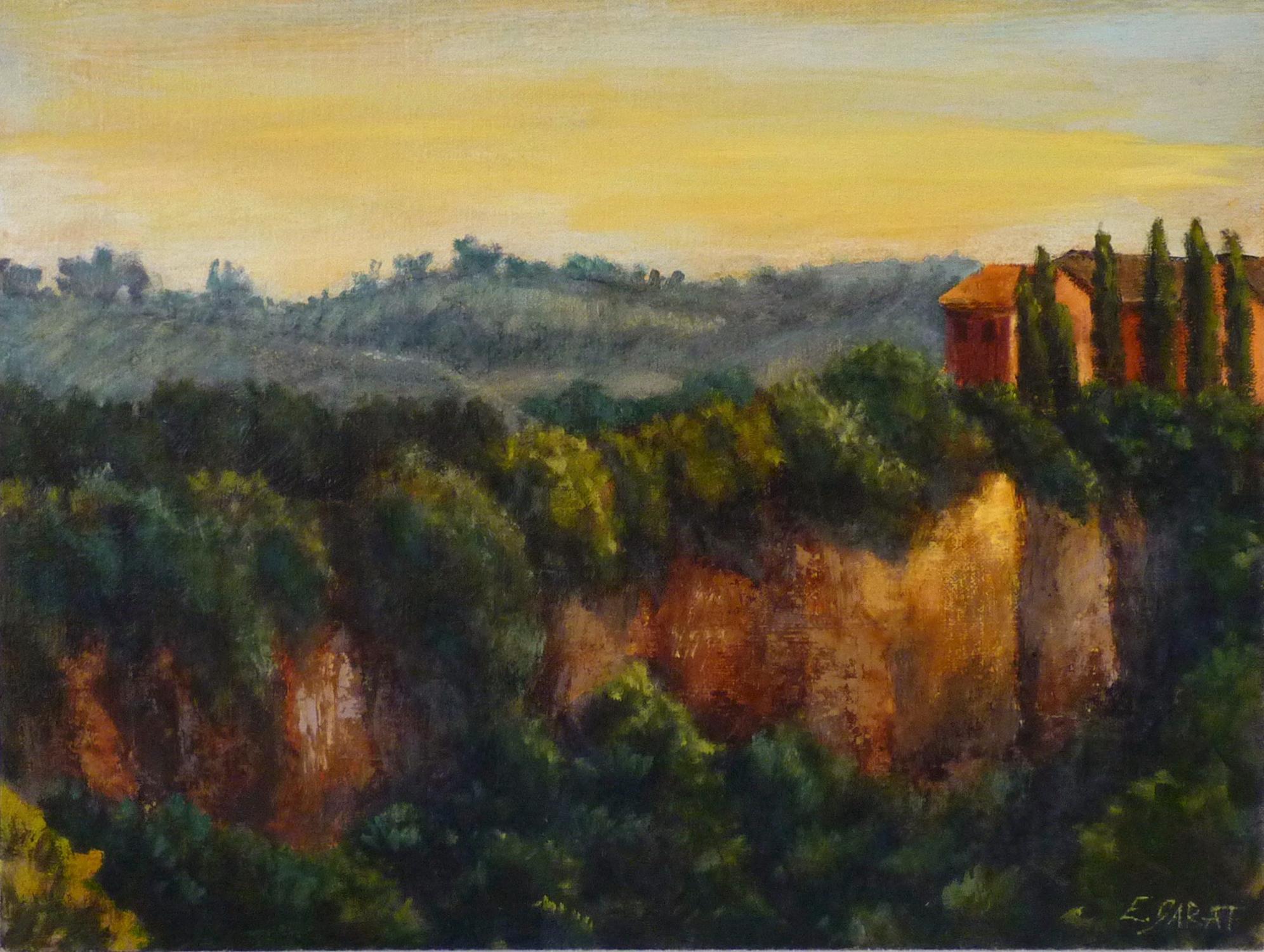 Elizabeth Garat Landscape Painting - View at Civita Castellana No. 2