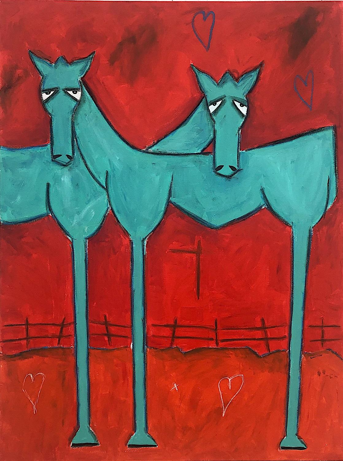 Contemporary Horse Painting, Horse Love - Mixed Media Art by Rick Hamilton