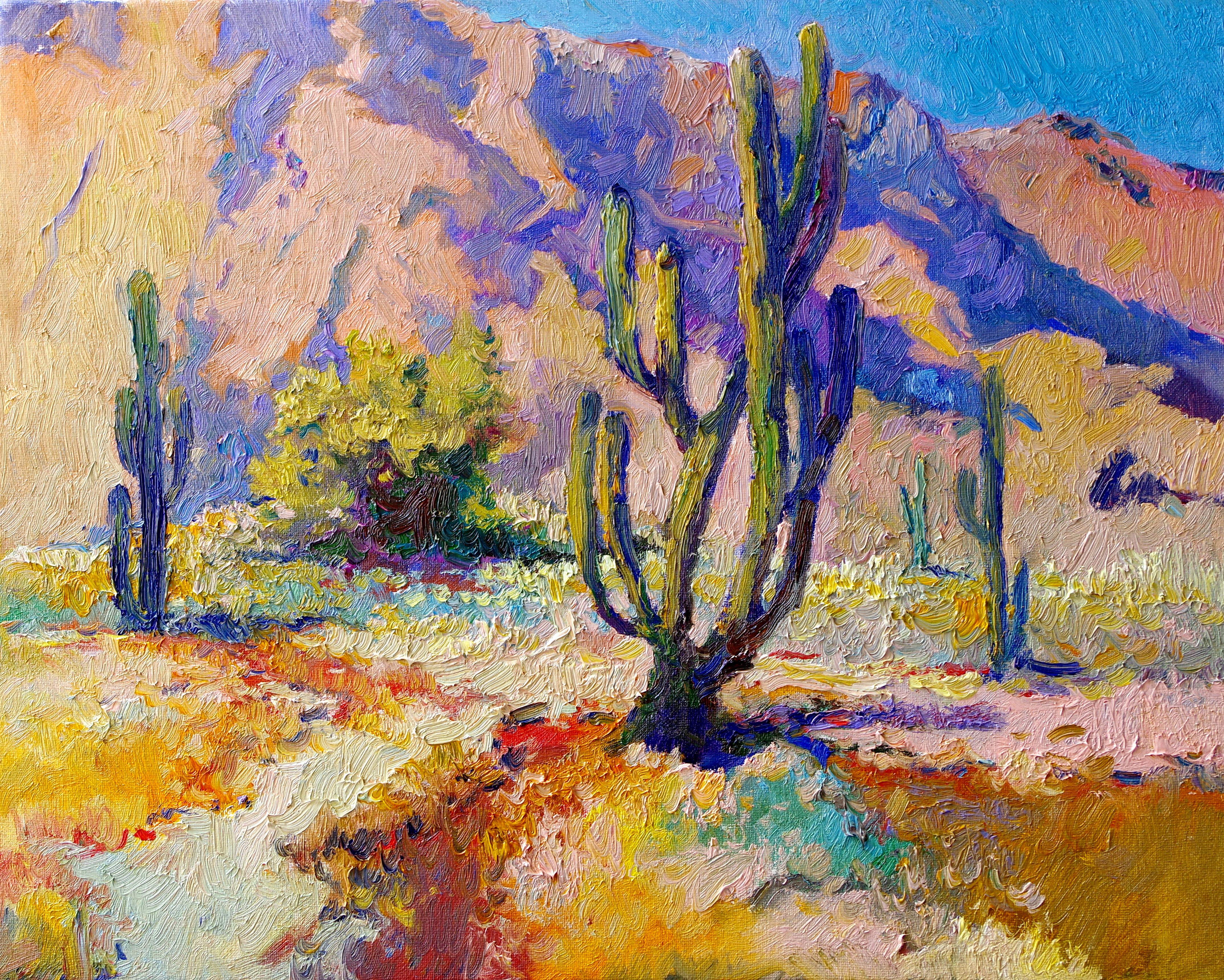 Landscape with Saguaro Cactus, Arizona Desert - Art by Suren Nersisyan