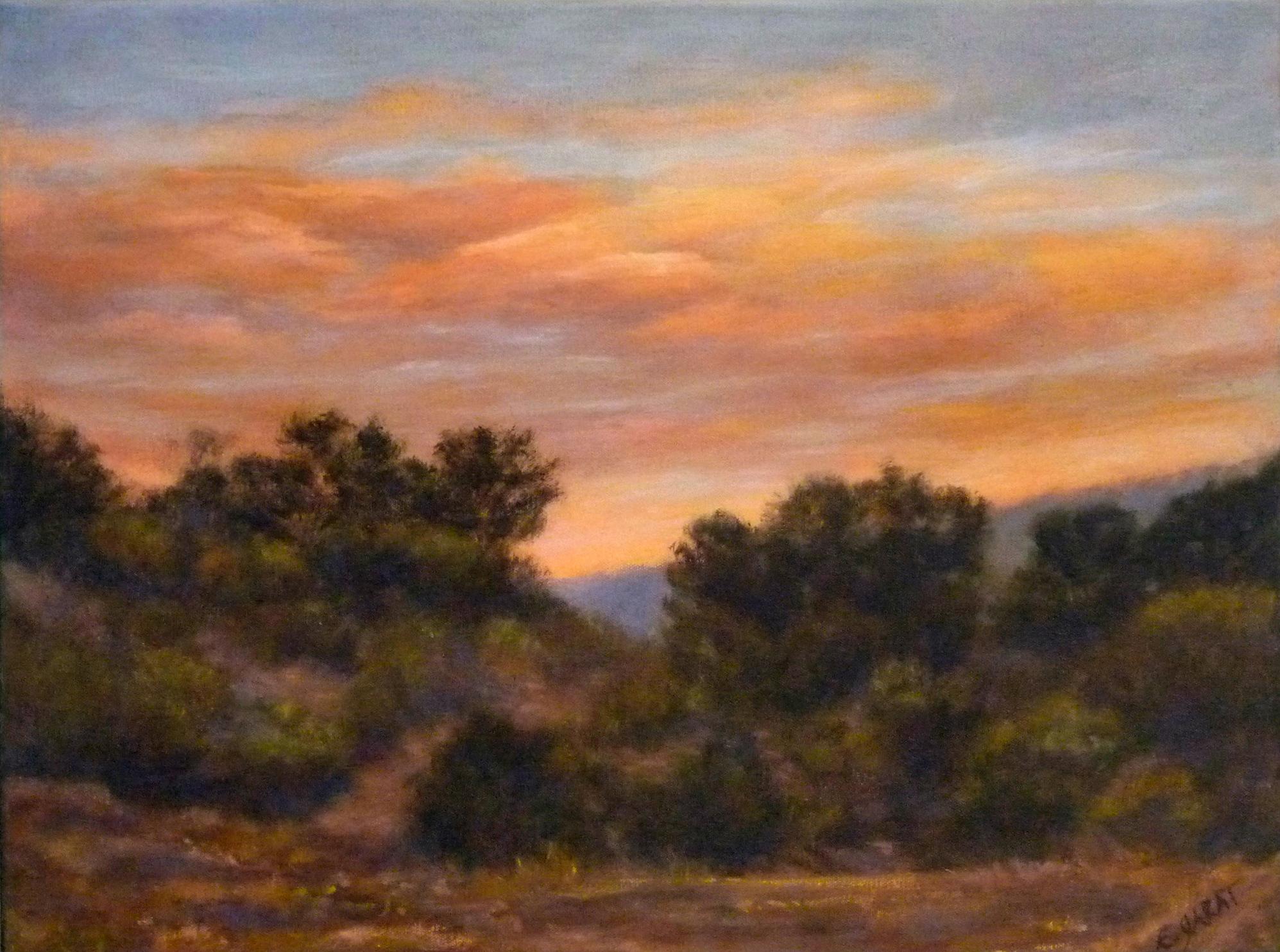 Elizabeth Garat Landscape Painting - Warm Dusk No. 2, Oil Painting