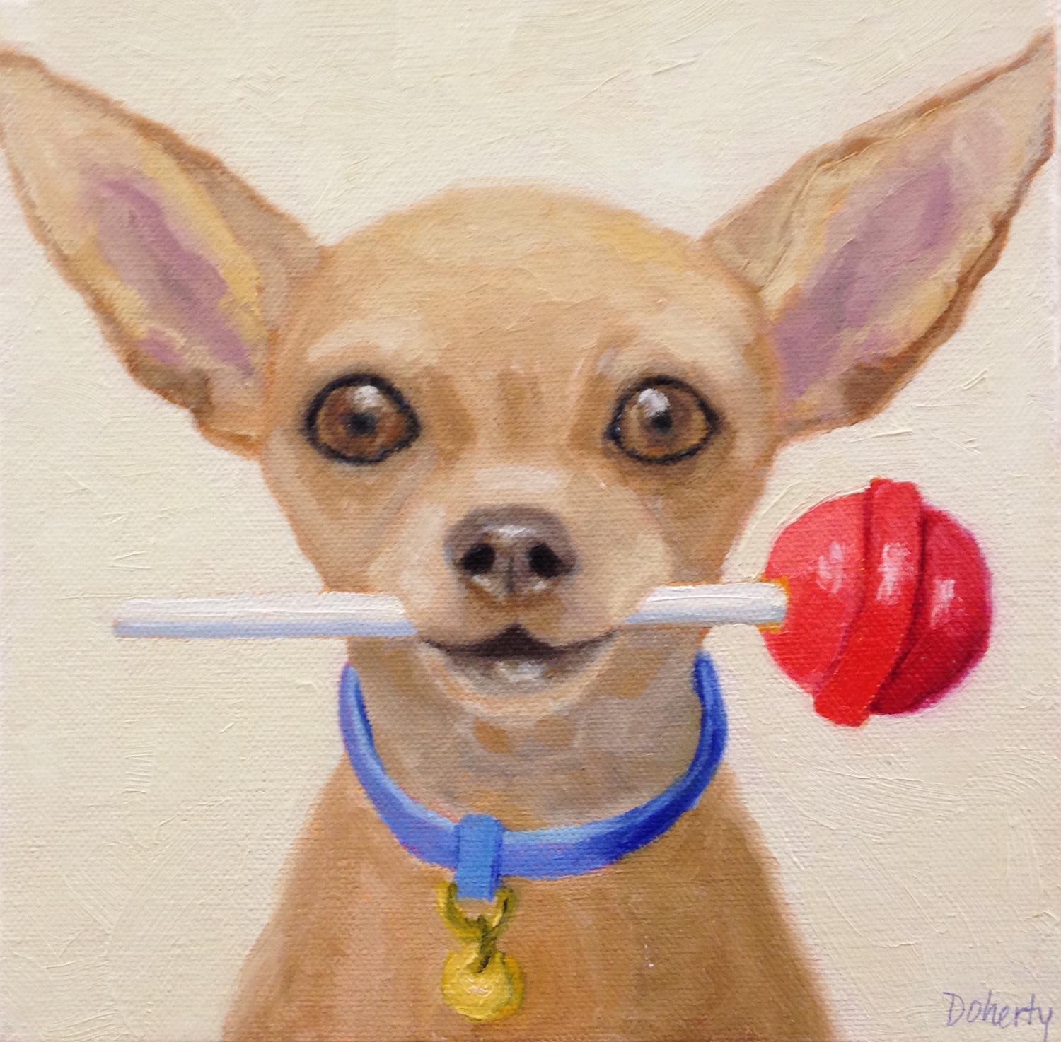Pat Doherty Animal Painting - Tootsie Roll Pop, Oil Painting