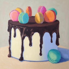 Chocolate Macaron Cake, Oil Painting