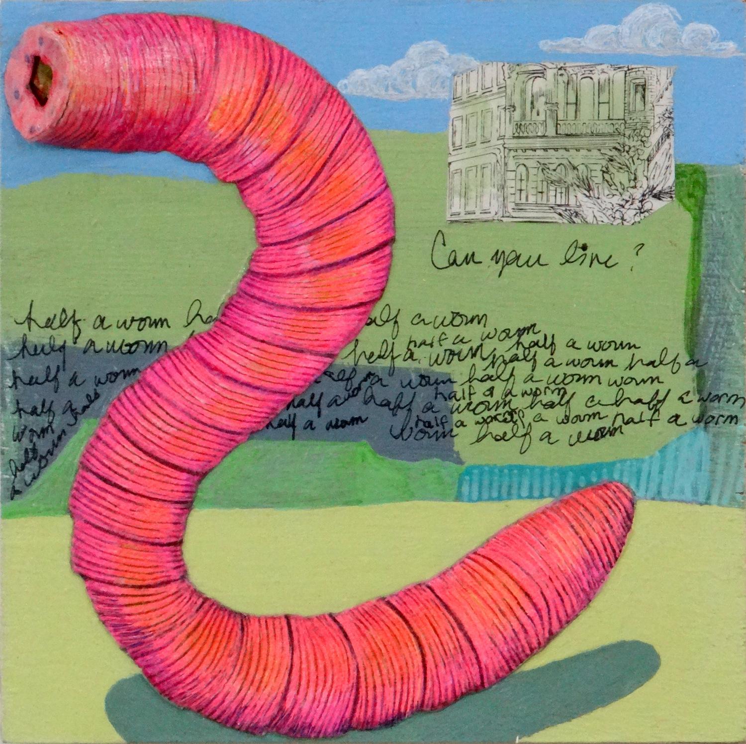 Half a Worm, Original Painting - Mixed Media Art by Ruth Santee