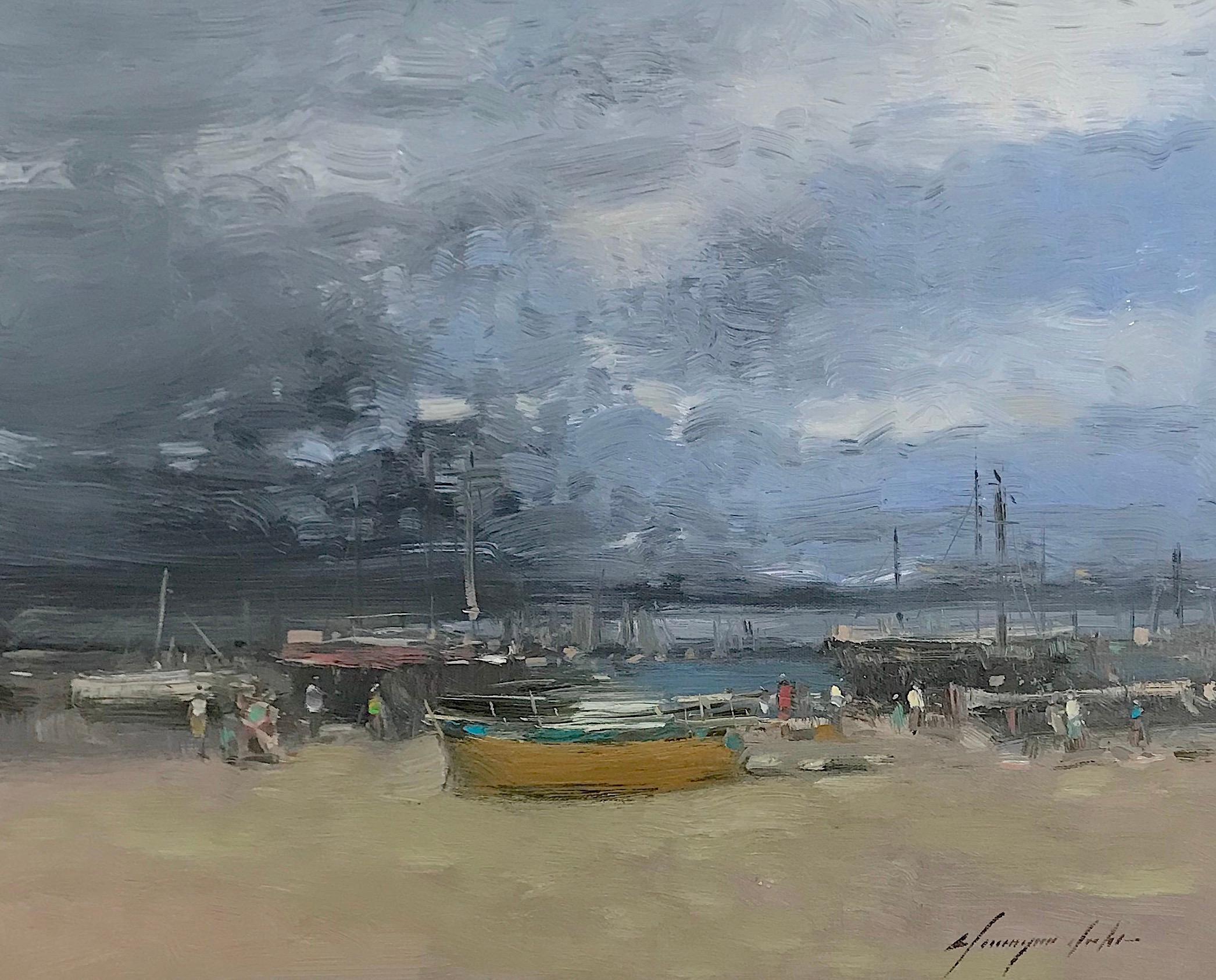 Old Harbor, Oil Painting - Art by Vahe Yeremyan