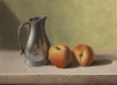 Pewter Pitcher and Peaches, Oil Painting