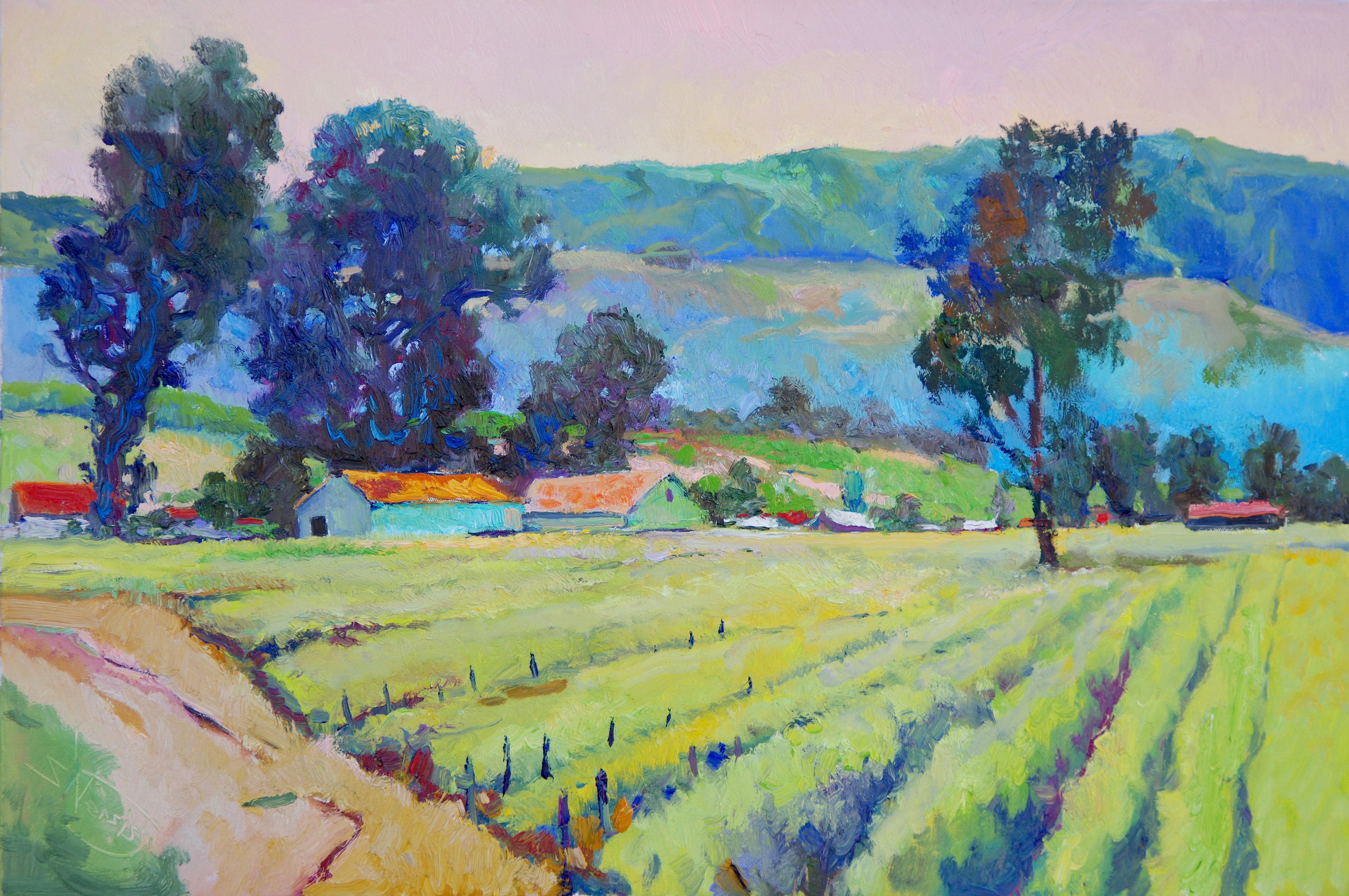 Suren Nersisyan Landscape Painting - Morning in Vineyards, Oil Painting