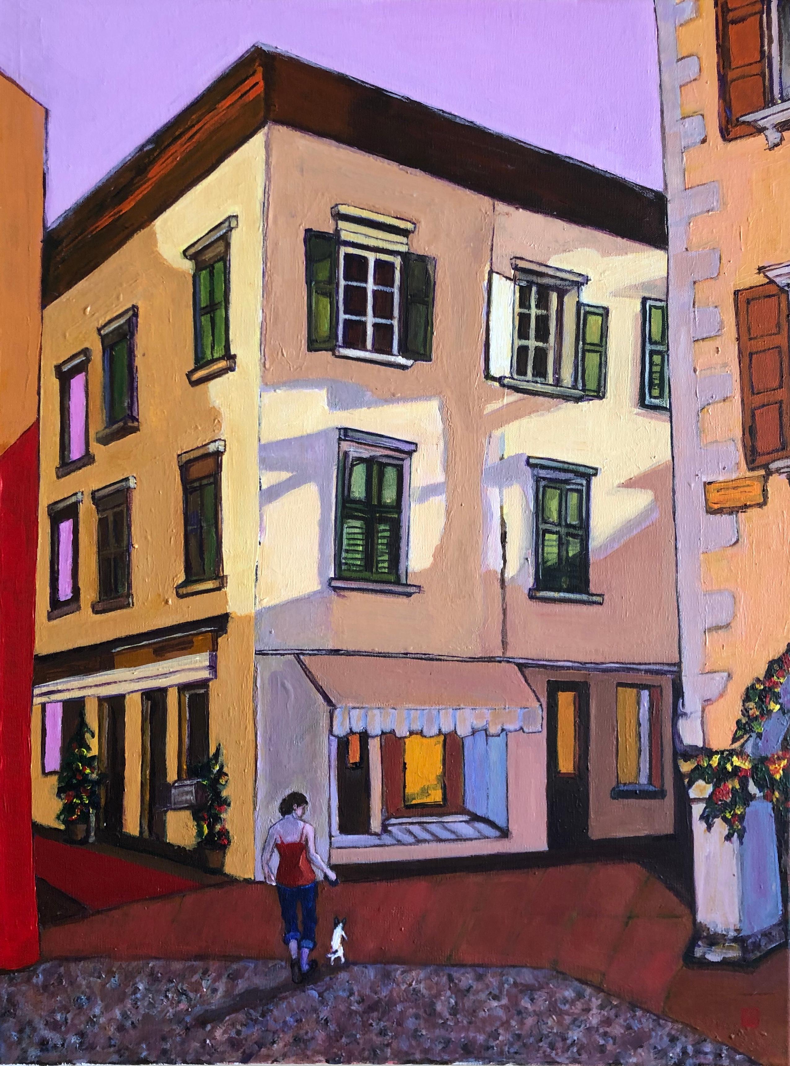 Evening Stroll in Italy (Passeggiata), Original Painting - Art by Laura (Yi Zhen) Chen