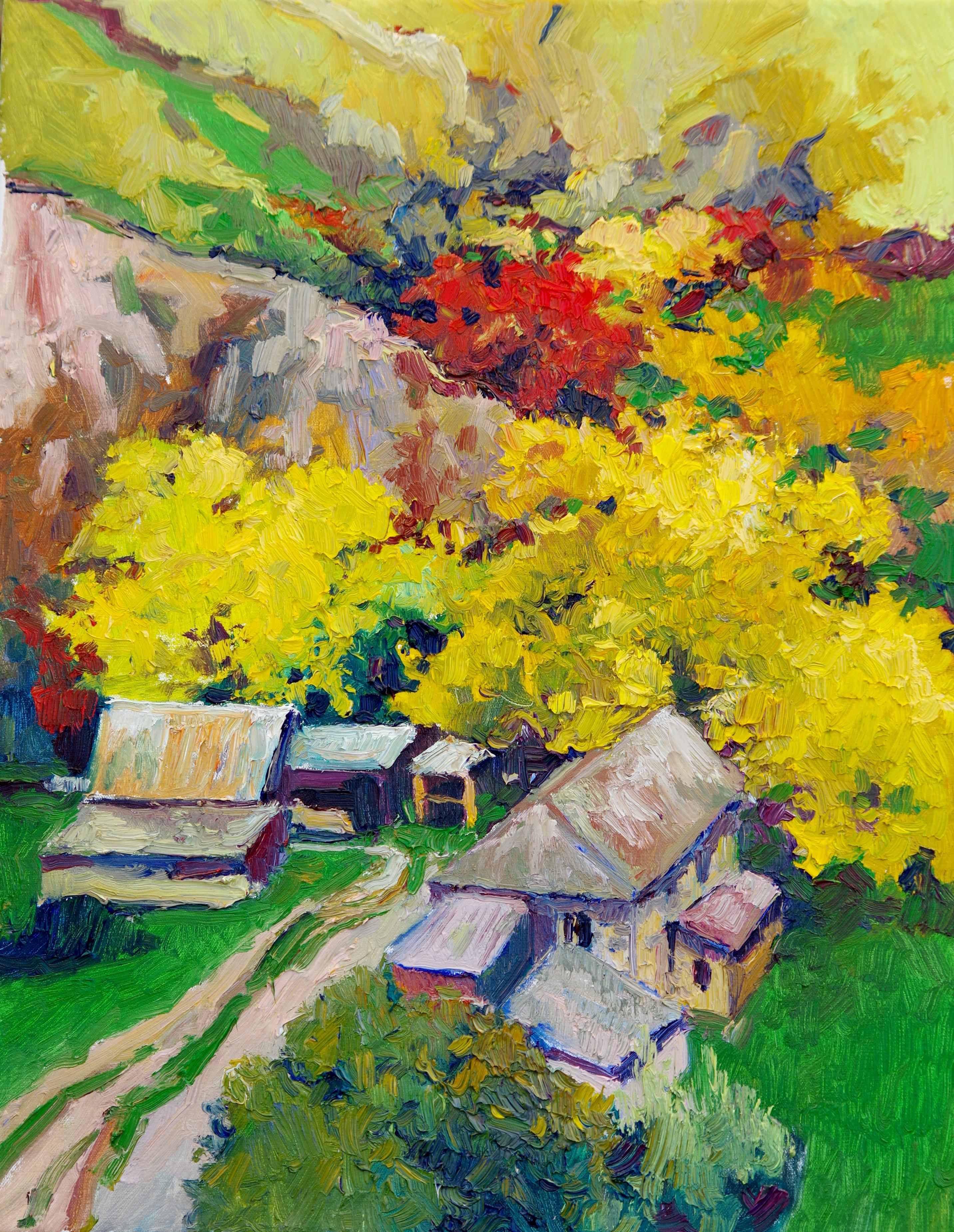 Suren Nersisyan Landscape Painting - Fall in the Gorge in Colorado, Oil Painting
