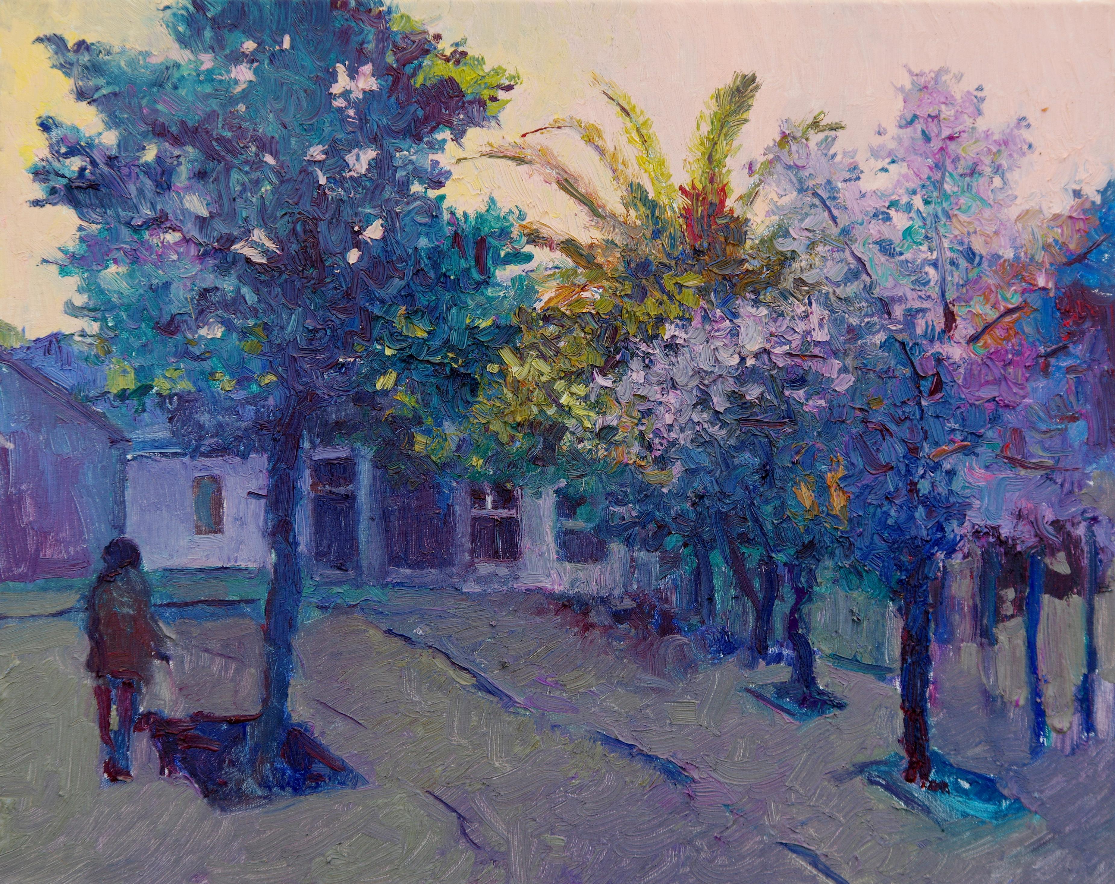 Purple Evening in California, Oil Painting - Art by Suren Nersisyan