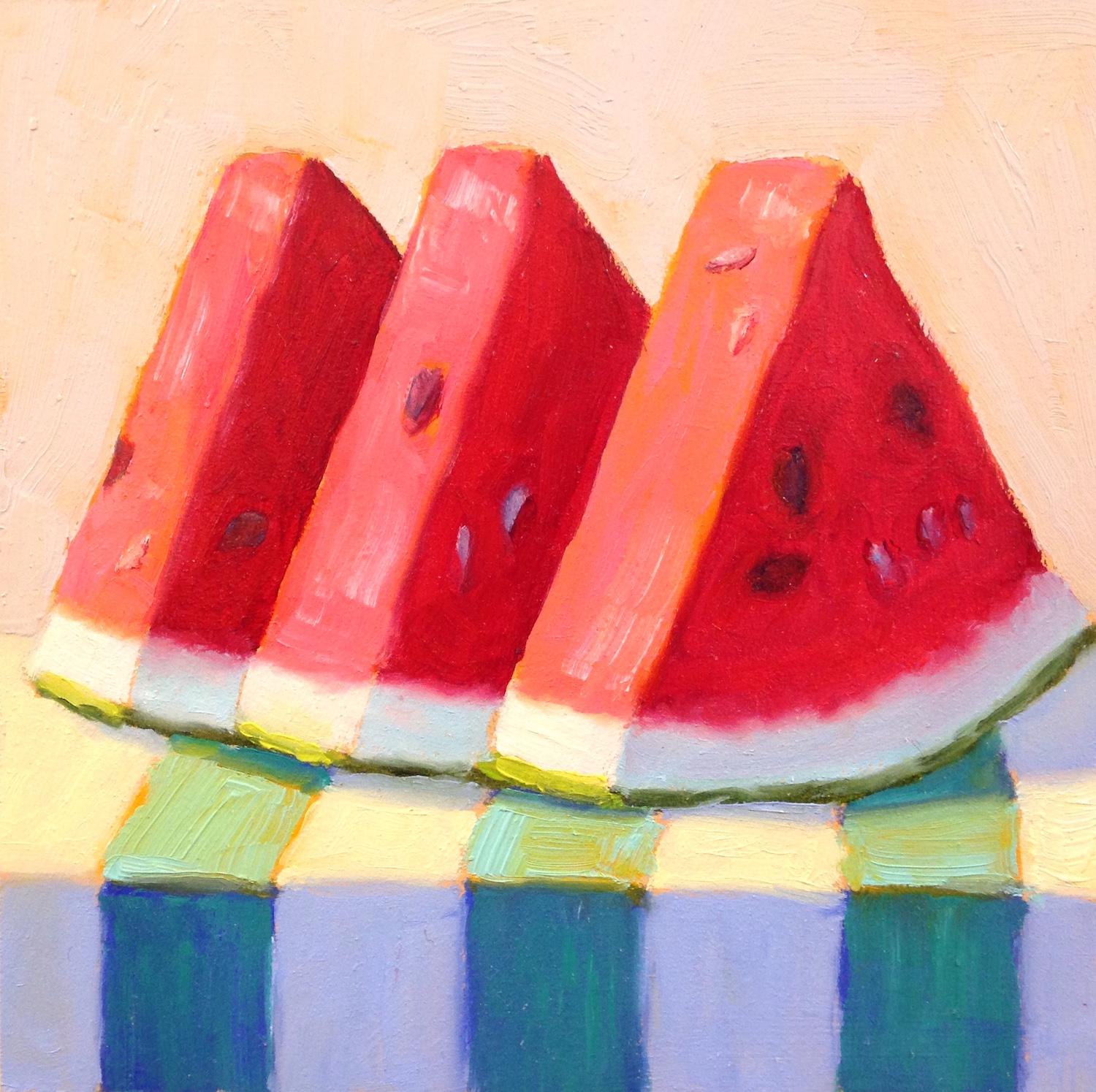 Pat Doherty Still-Life Painting - Watermelon, Original Painting