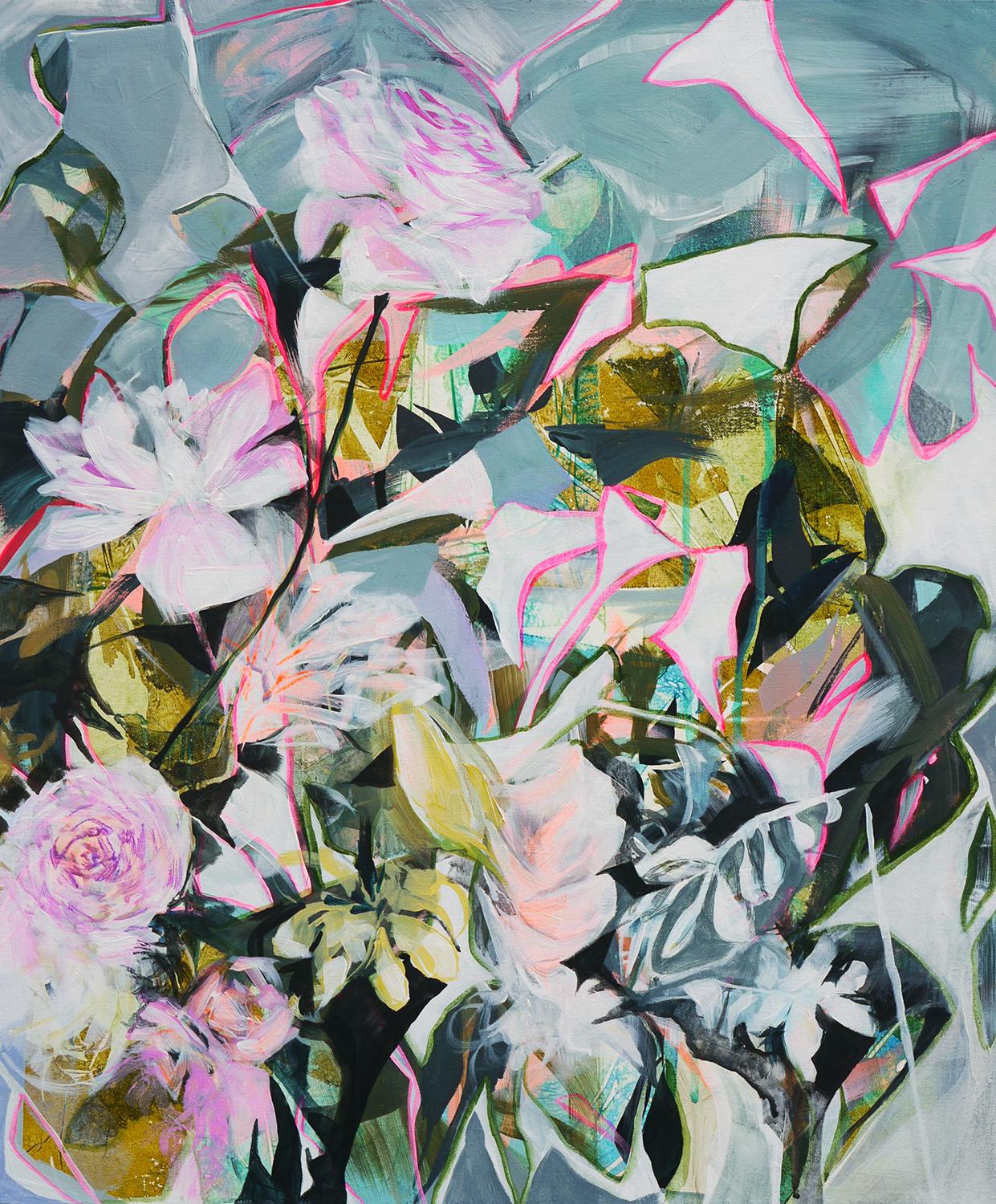 <p>Artist Comments<br>Abstracted garden scene inspired by collage and paper cutout studies. "I look for ambiguous shapes and vibrations of color that I can bring to the surface," explains Manty. "My work is abstract and intuitive, but it is also