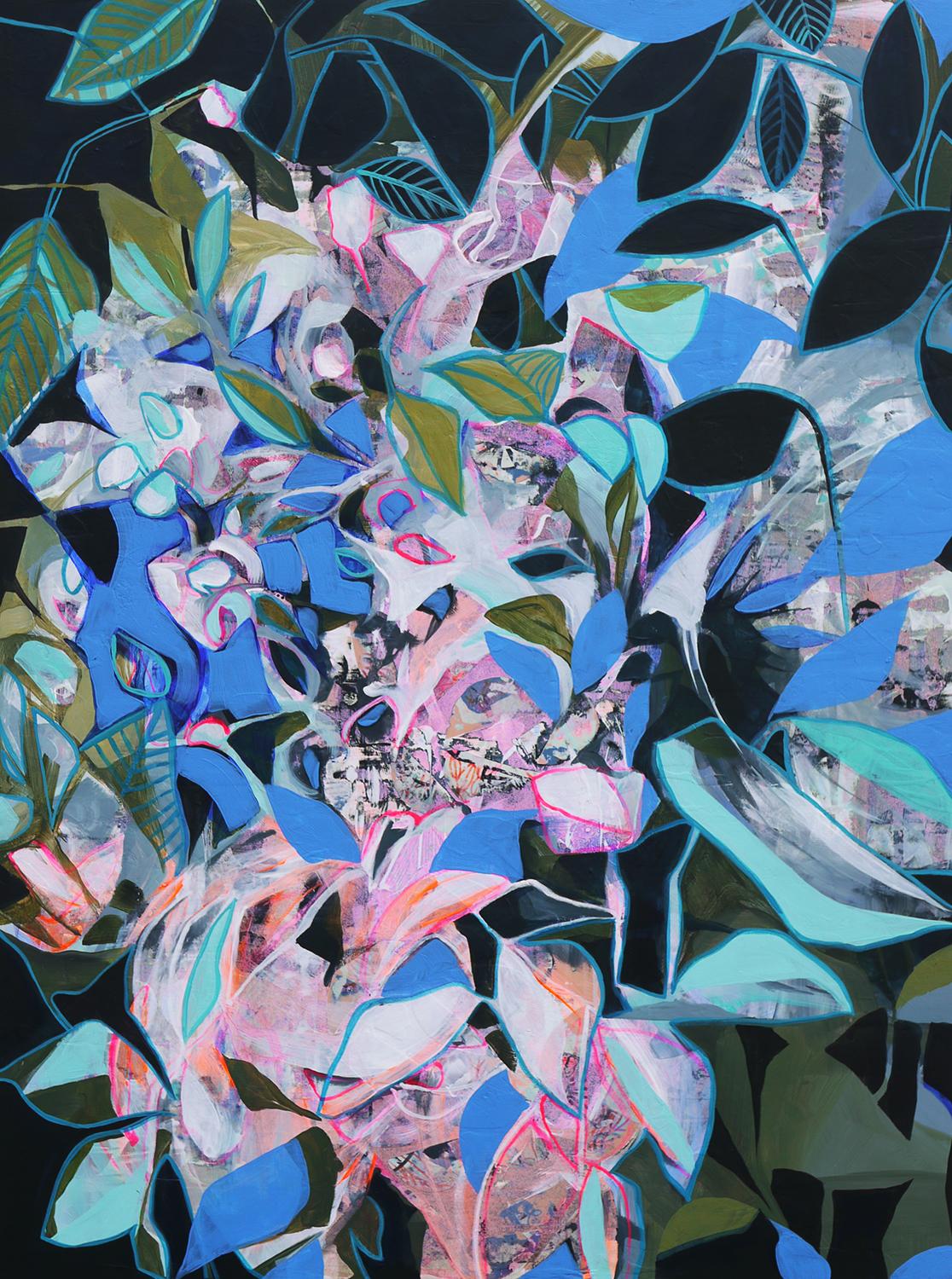 <p>Artist Comments<br>Abstract floral scene inspired by collage and paper cutout studies. "I look for ambiguous shapes and vibrations of color that I can bring to the surface," explains Manty. "My work is abstract and intuitive, but it is also