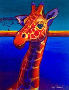 Giraffe in Blue, Original Painting