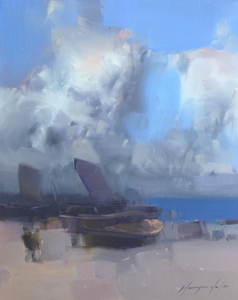 Cloudy Beach, Oil Painting - Art by Vahe Yeremyan