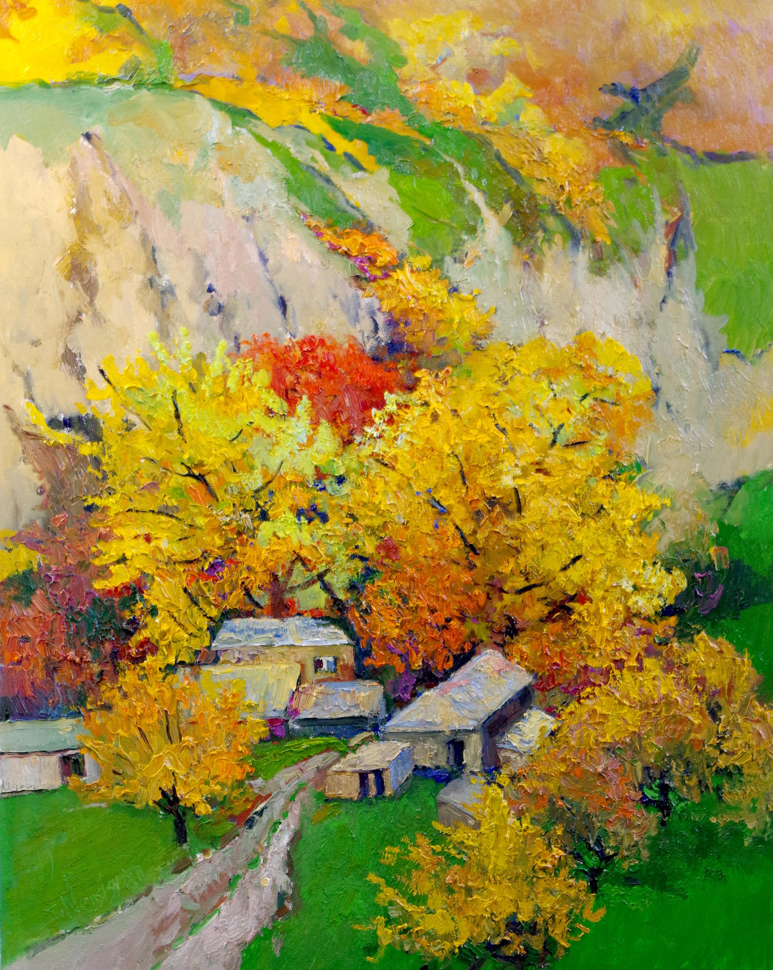 Fall Trees in the Canyon, Oil Painting - Art by Suren Nersisyan