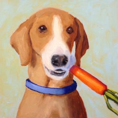 Hound with Carrot, Oil Painting