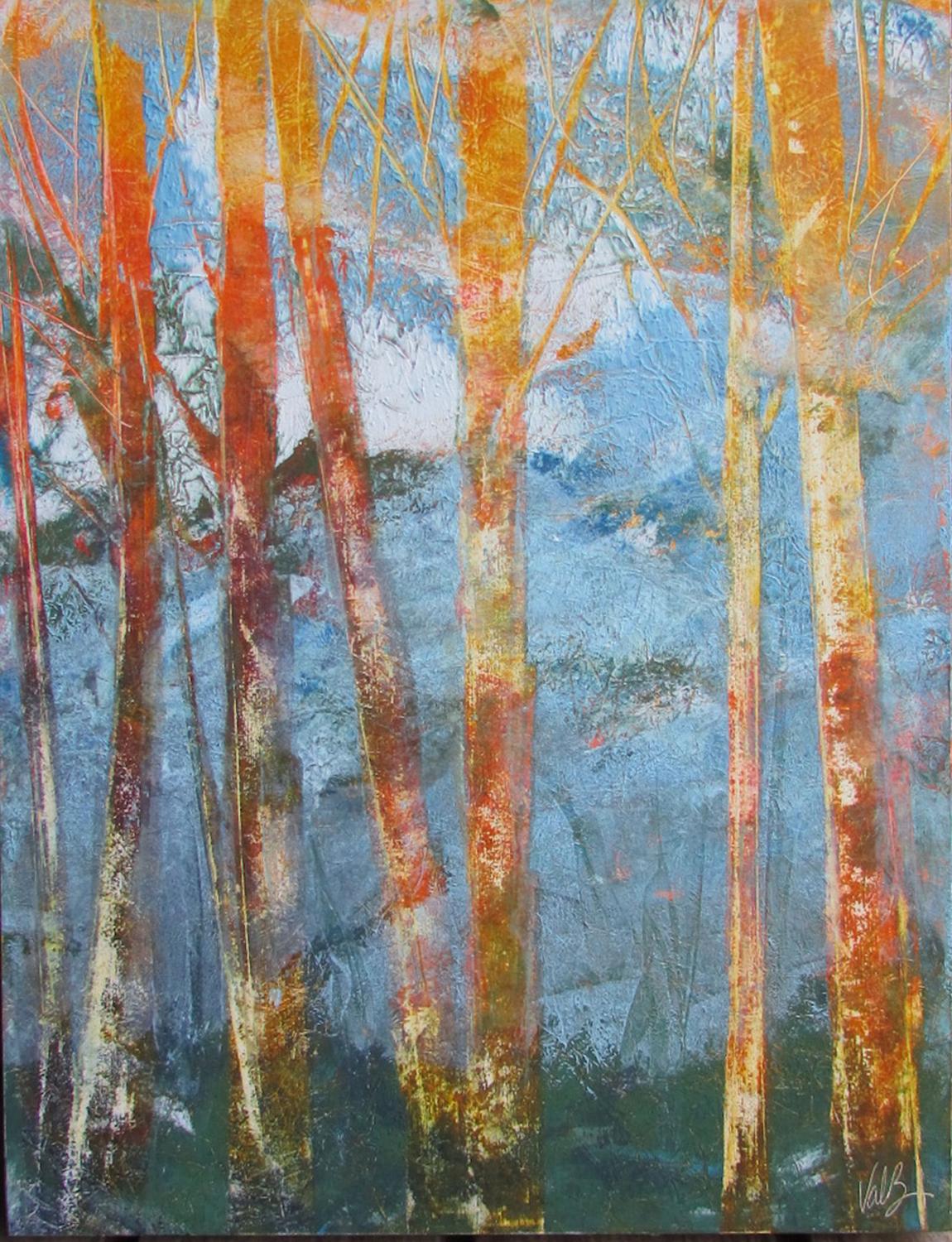 Landscape Painting Valerie Berkely - Peinture à l'huile « Bare Trees 1 »