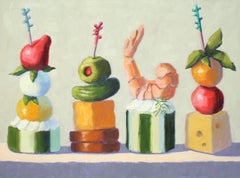 Quatre appliques, peinture à l'huile