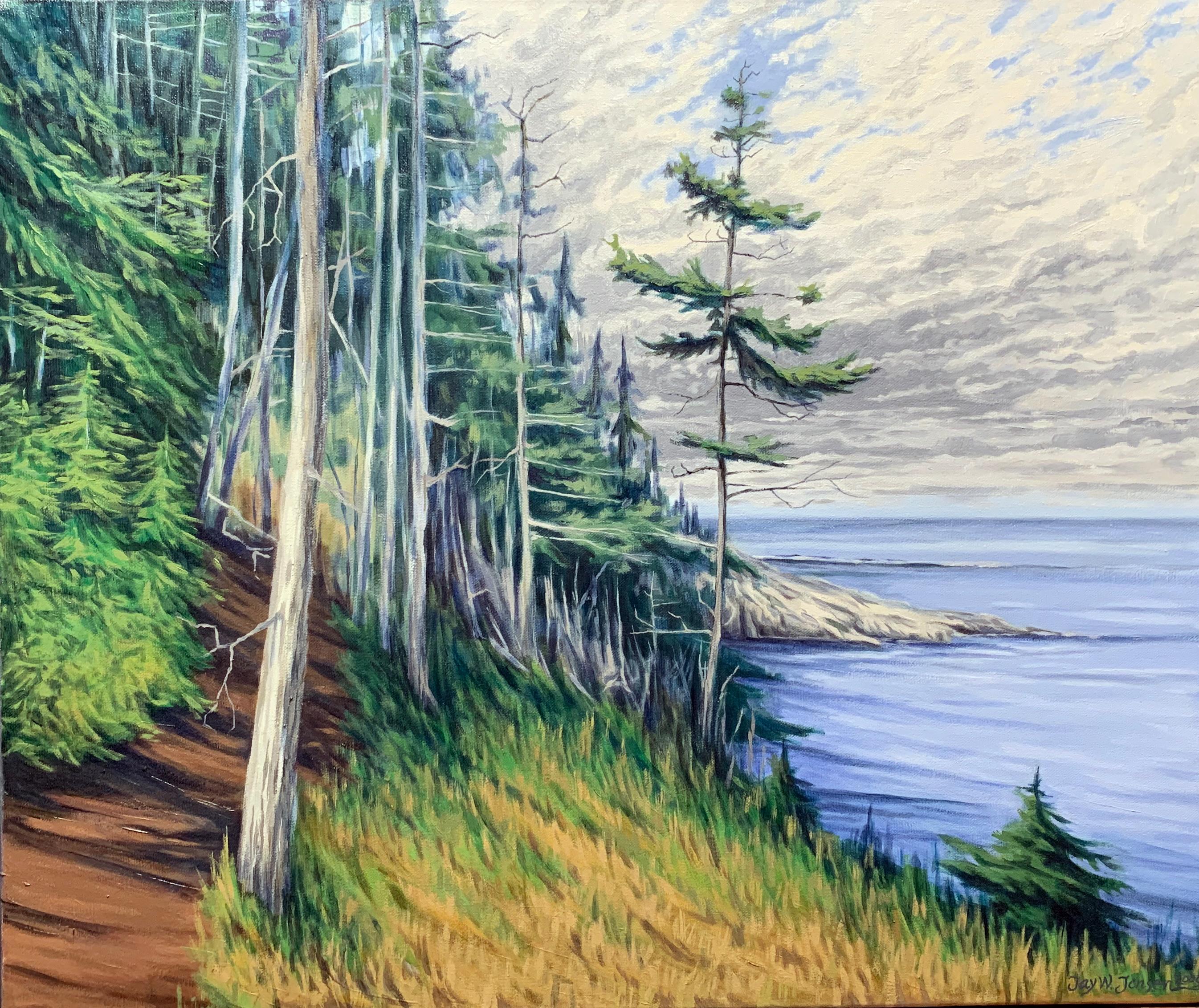 Jay Jensen Landscape Painting - The Trail at West Quoddy Head, Oil Painting