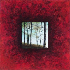 Árboles del Estanque Rojo, Pintura Abstracta