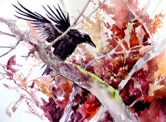 Flying Raven and the Fall, Original Painting