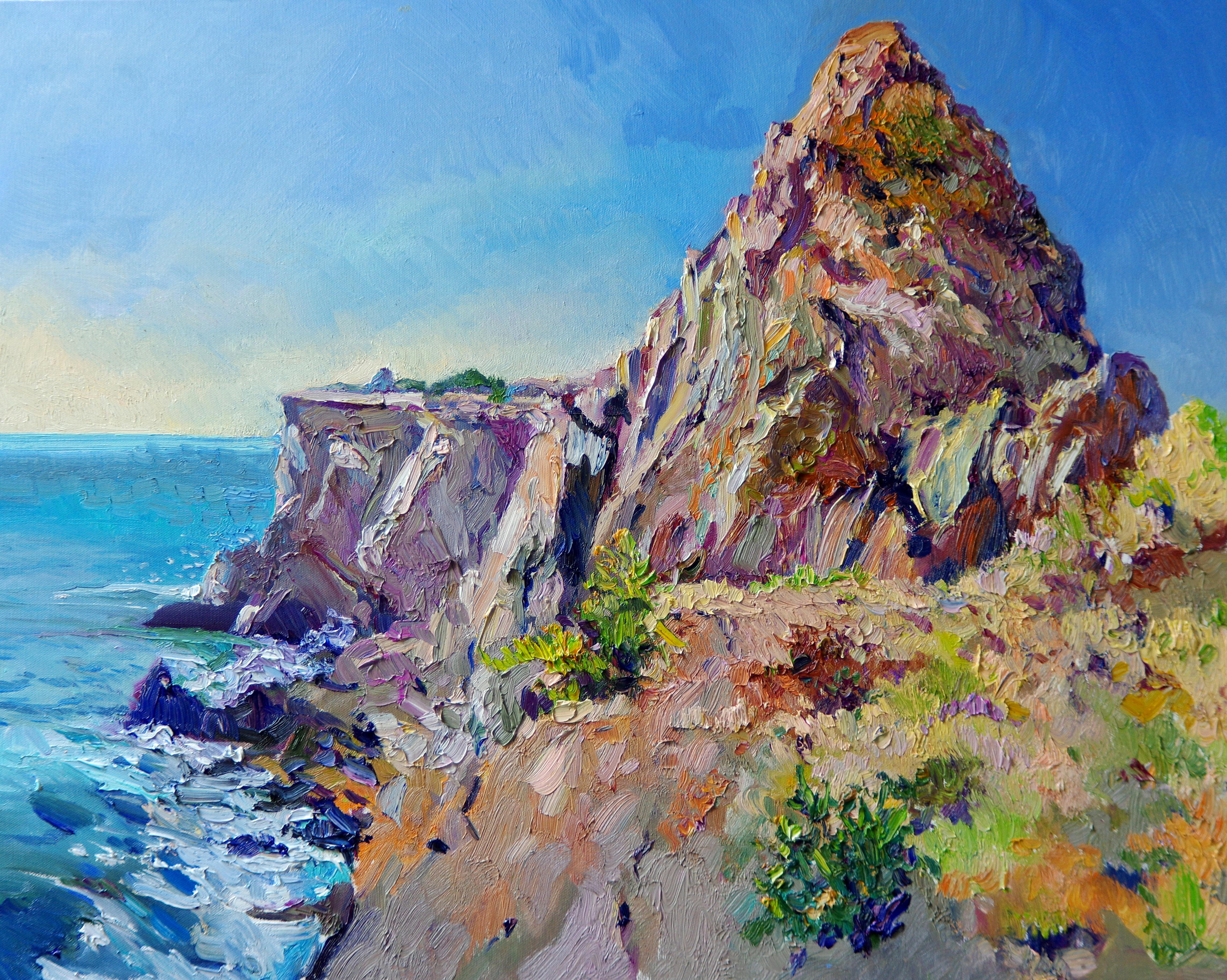 Malibu Rock, Southwestern Landscape, Noon, Oil Painting - Art by Suren Nersisyan