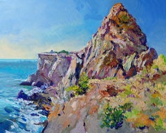 Malibu Rock, Southwestern Landscape, Noon, Oil Painting