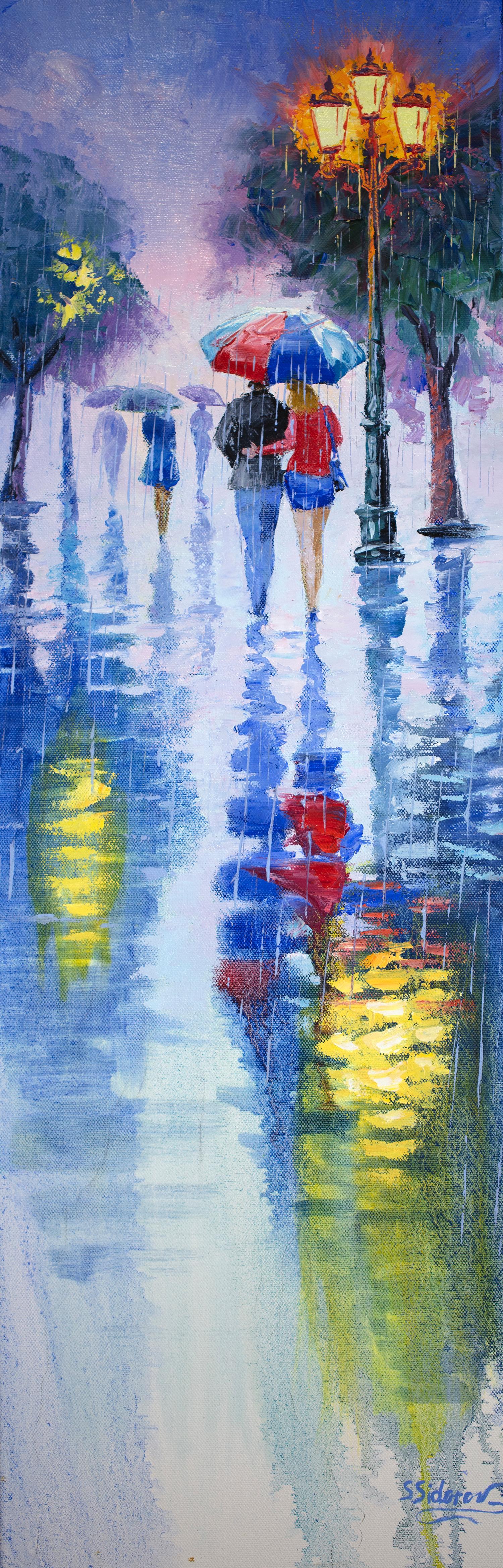 Stanislav Sidorov Figurative Painting - Rain, Rain, Rain 2, Oil Painting