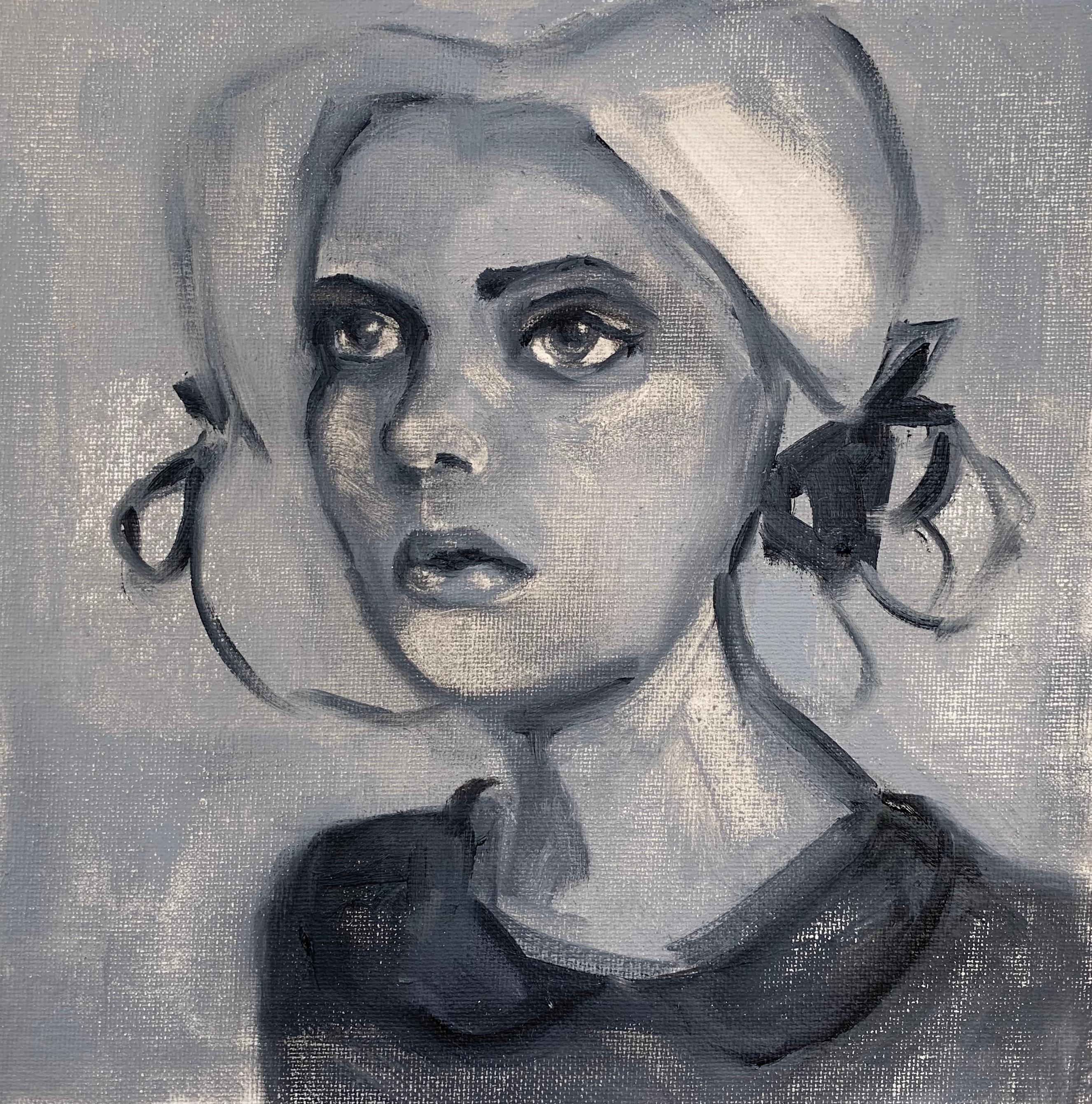 Malia Pettit Figurative Painting - Penelope, 1904 (in greyscale), Oil Painting